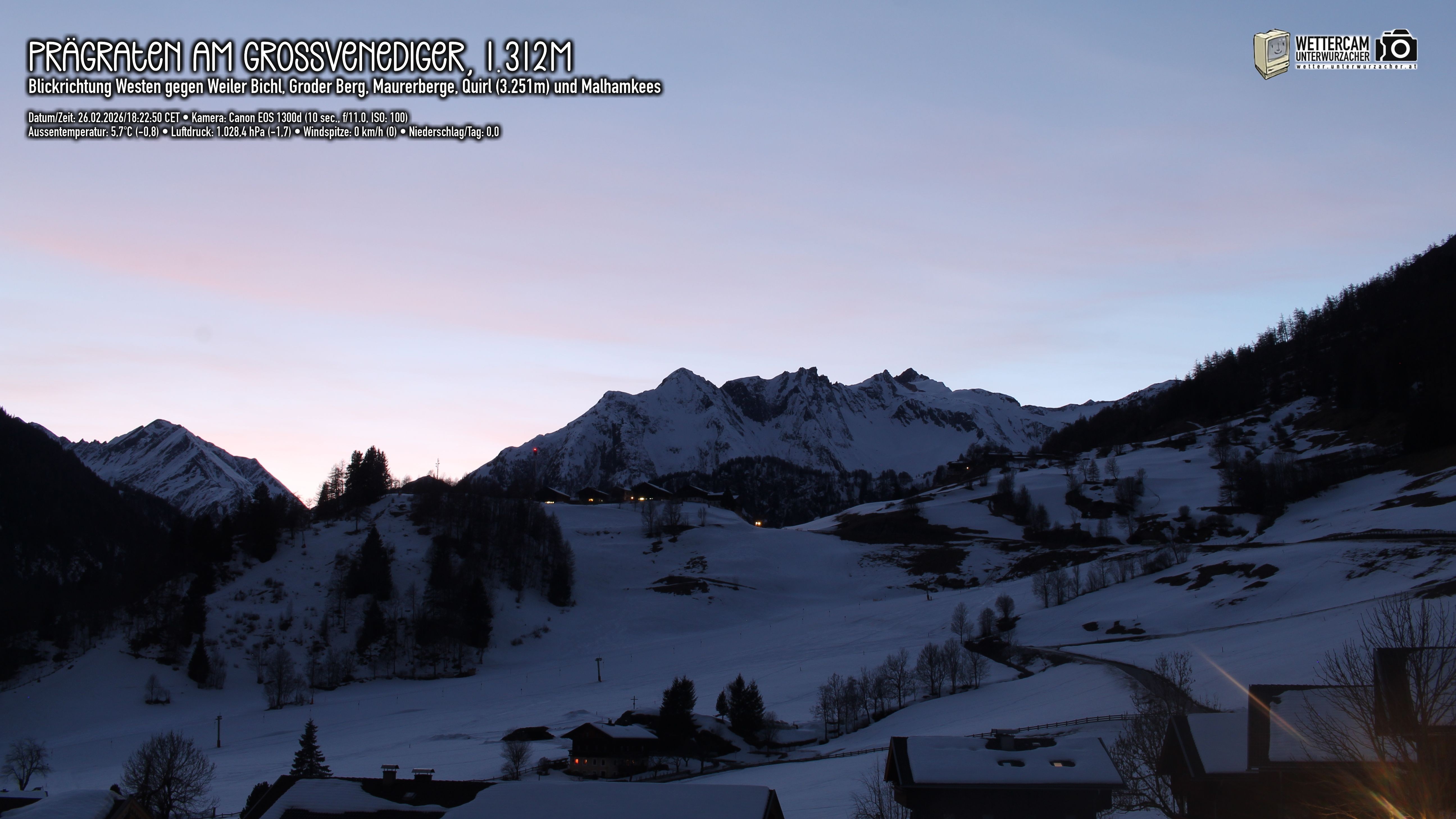 Archived image Webcam Prägraten am Großvenediger - Maurer Berge