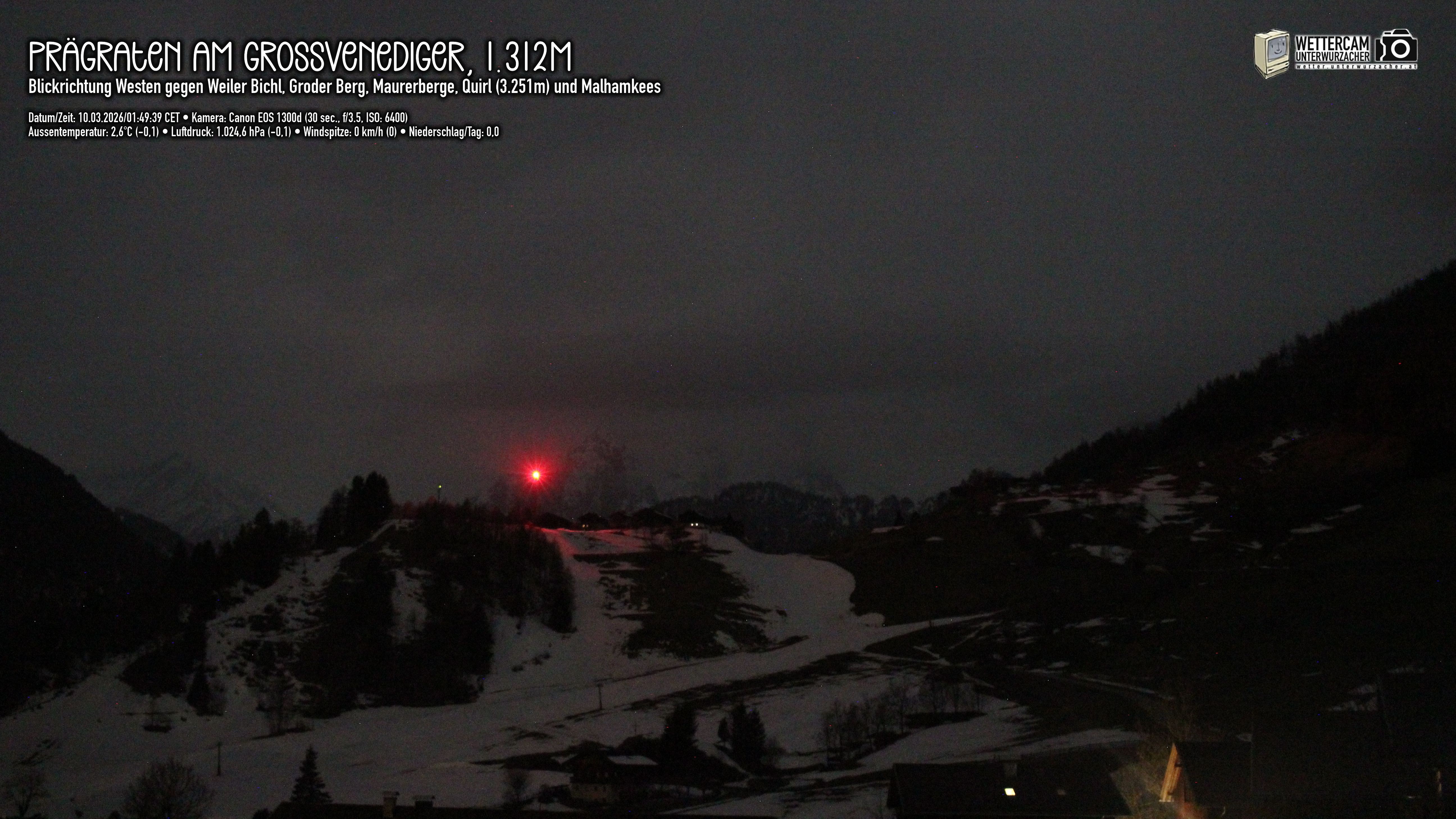 Archiv Foto Webcam Prägraten am Großvenediger - Dorf Bichl und Maurer Berge