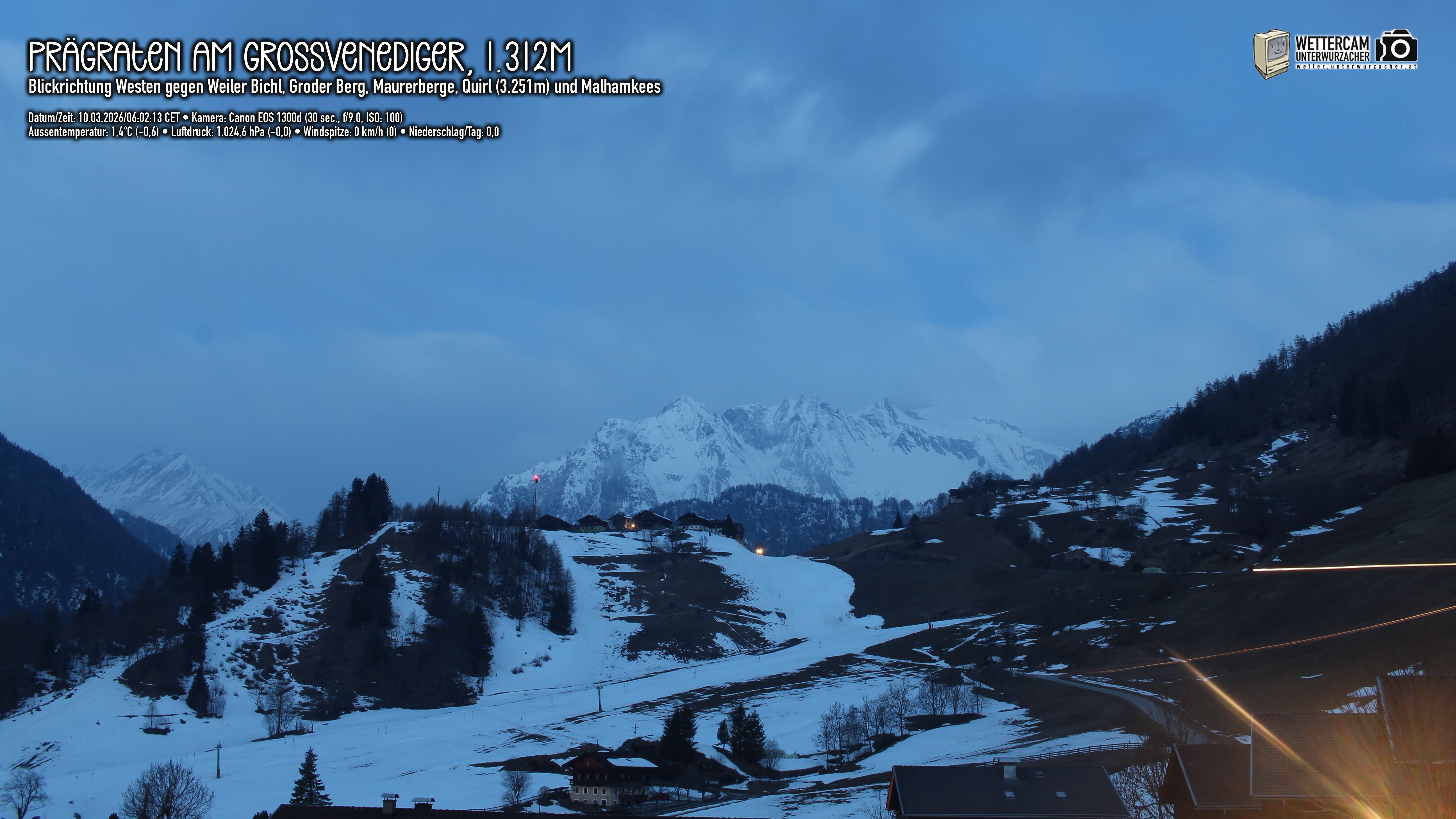 Archiv Foto Webcam Prägraten am Großvenediger - Dorf Bichl und Maurer Berge