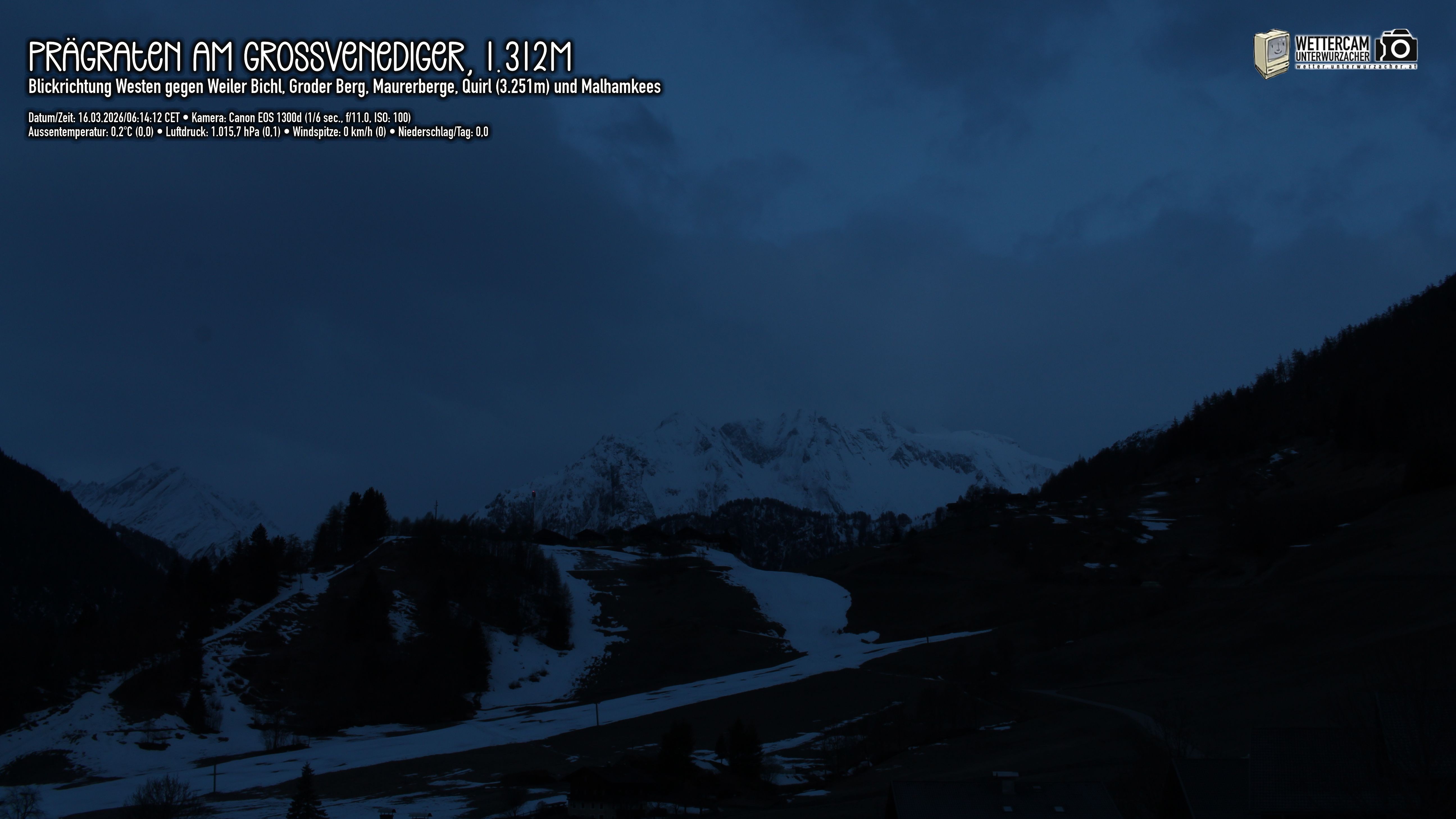 Archiv Foto Webcam Prägraten am Großvenediger - Dorf Bichl und Maurer Berge