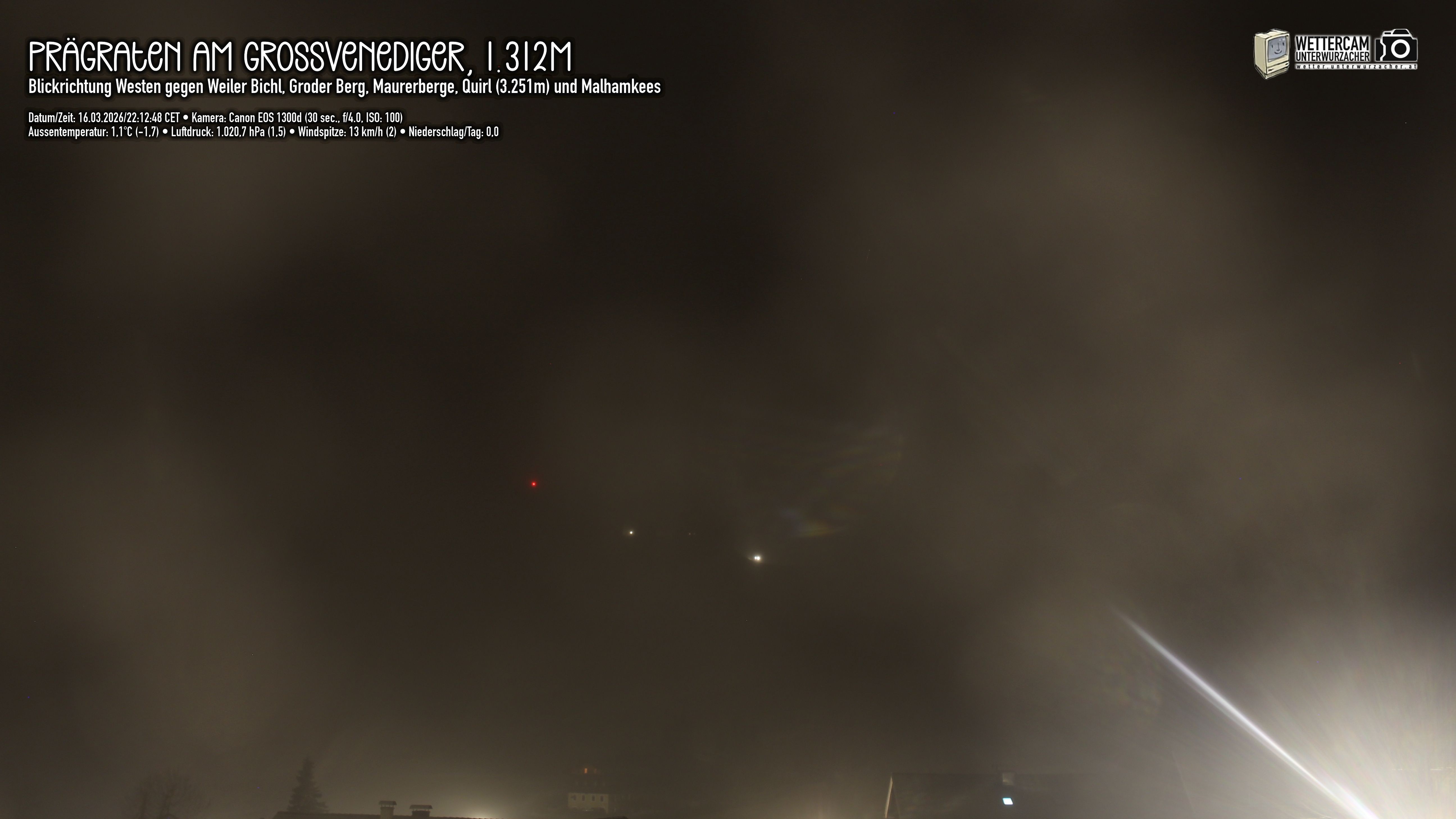 Archiv Foto Webcam Prägraten am Großvenediger - Dorf Bichl und Maurer Berge