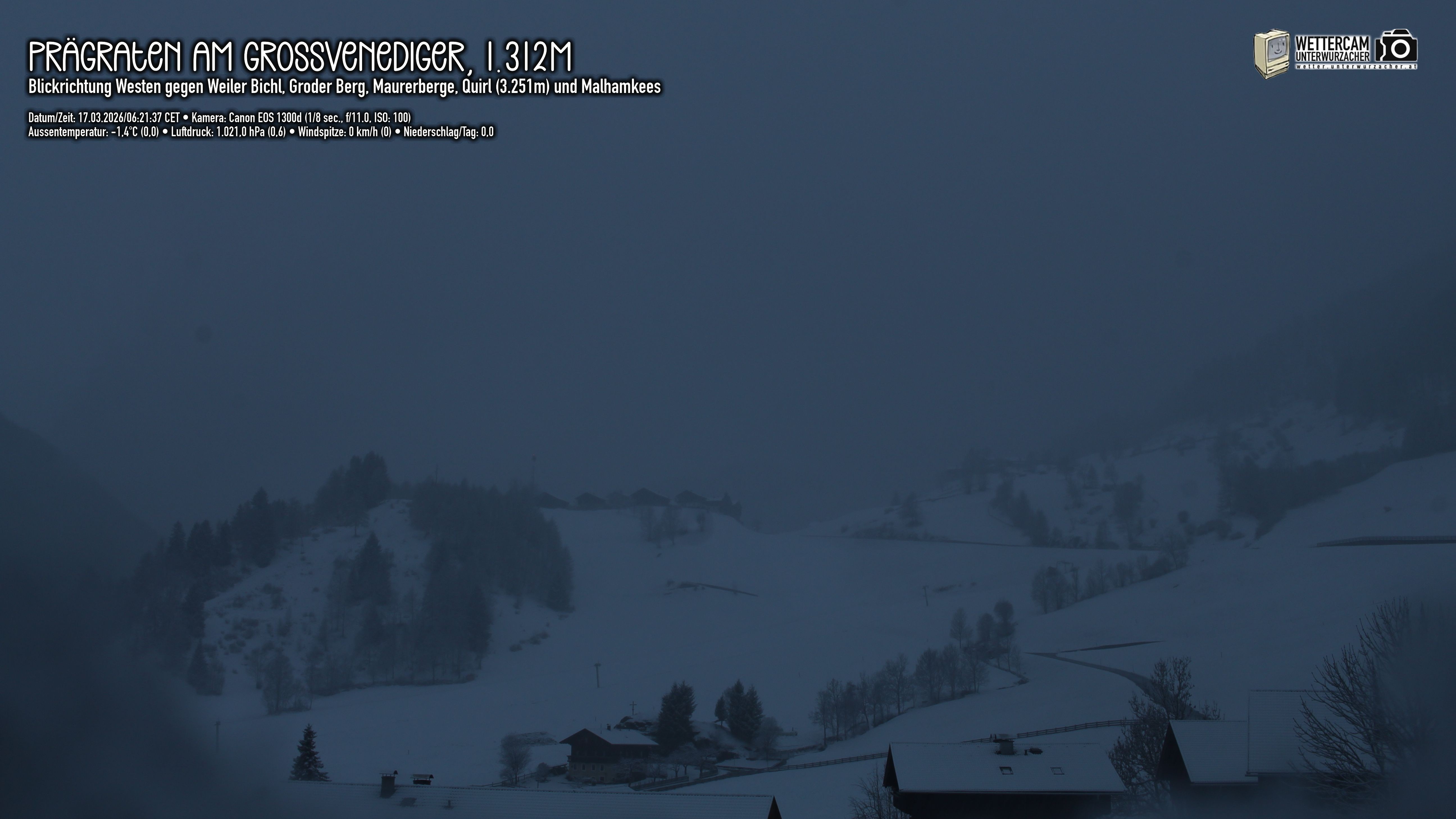 Archiv Foto Webcam Prägraten am Großvenediger - Dorf Bichl und Maurer Berge