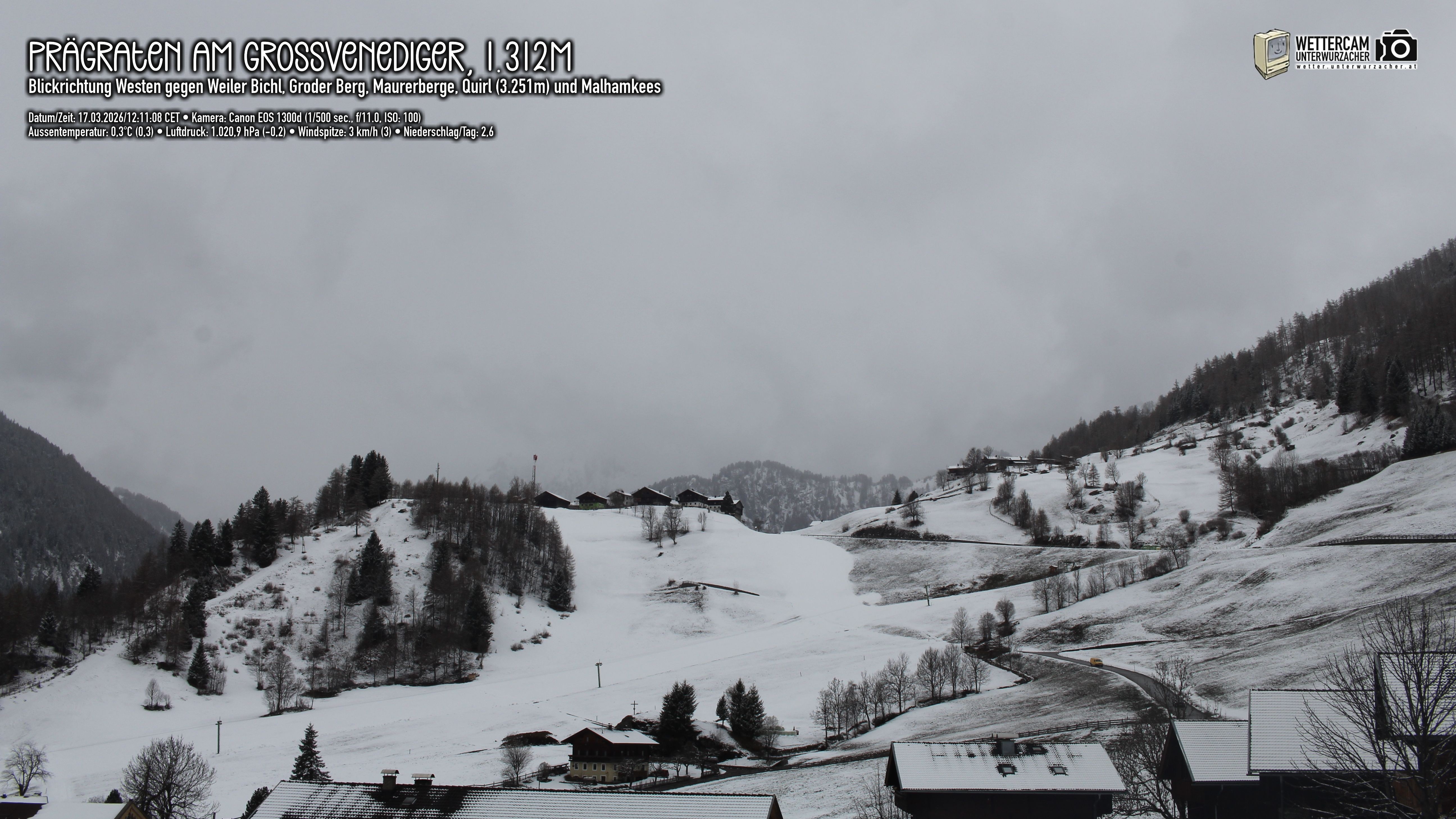 Archiv Foto Webcam Prägraten am Großvenediger - Dorf Bichl und Maurer Berge