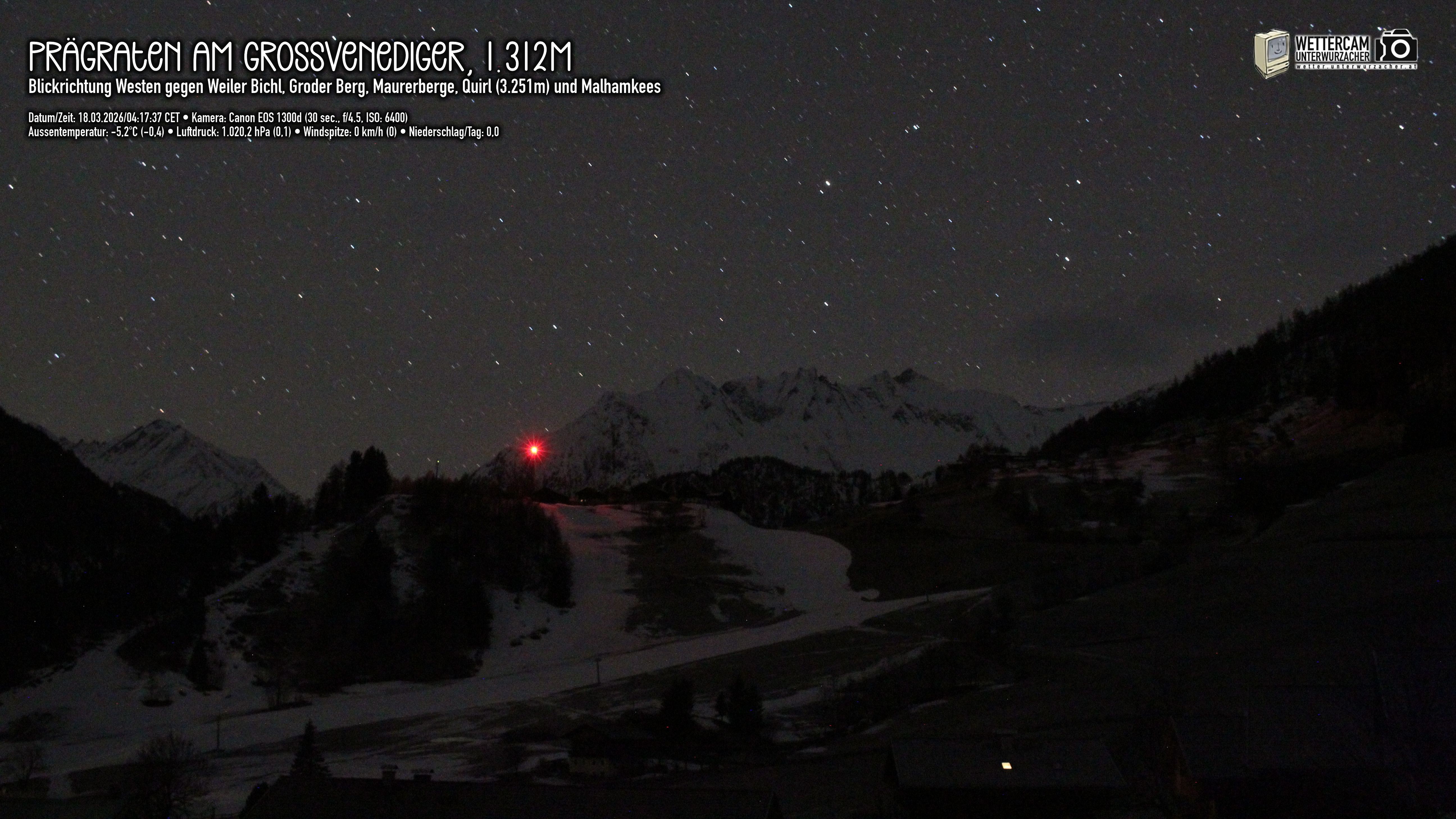 Archived image Webcam Prägraten am Großvenediger - Maurer Berge