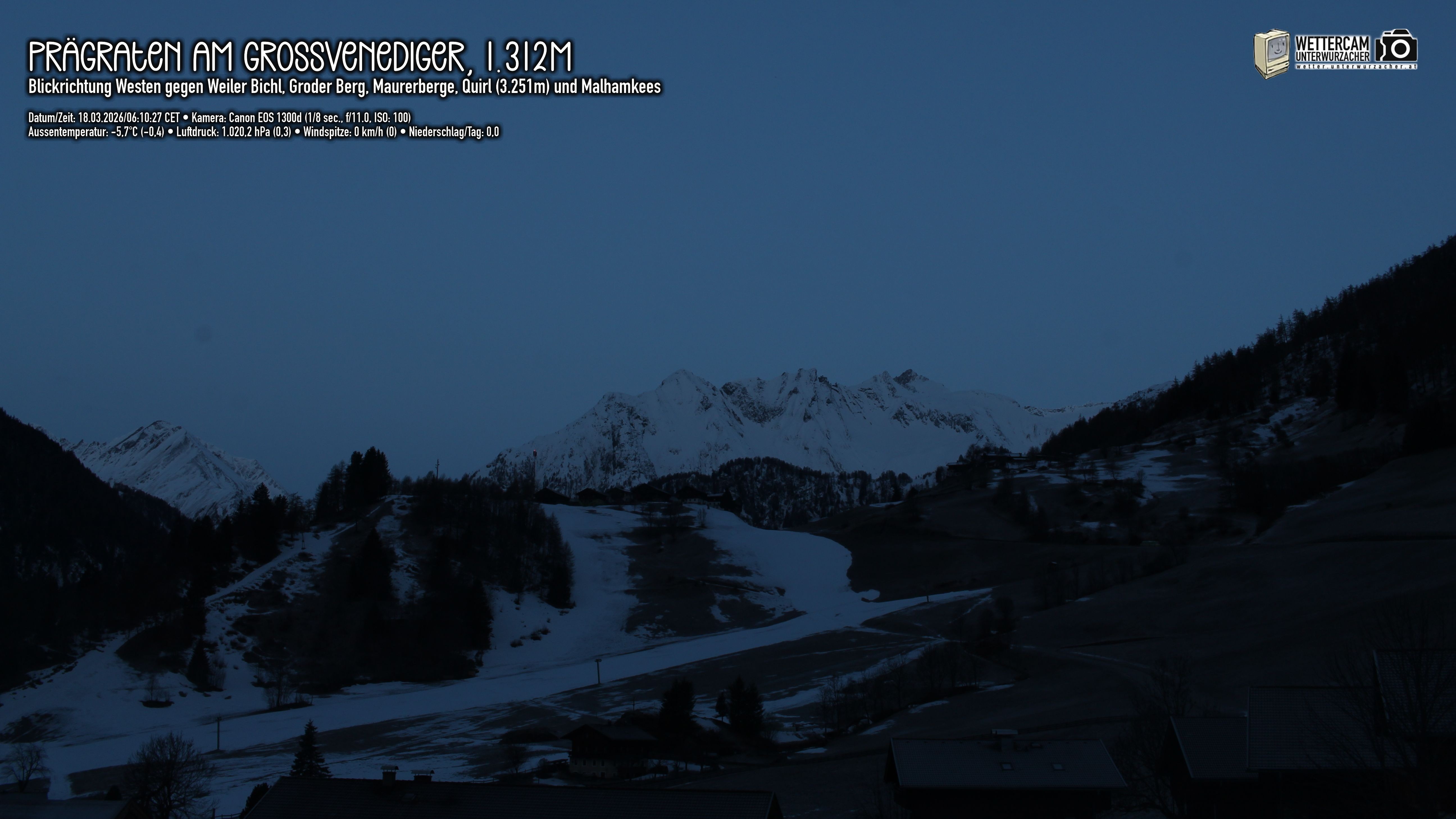 Archived image Webcam Prägraten am Großvenediger - Maurer Berge