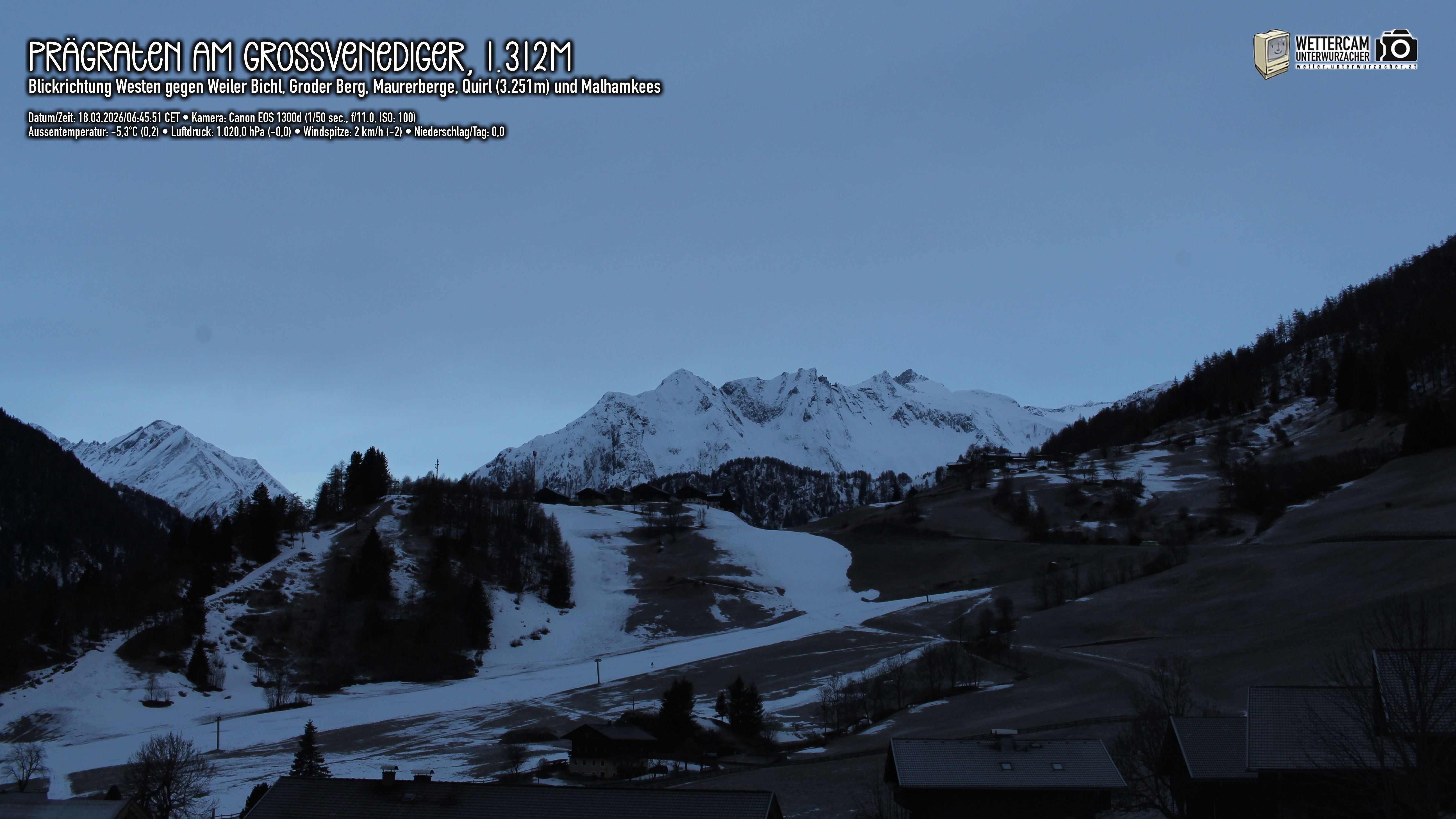 Archived image Webcam Prägraten am Großvenediger - Maurer Berge