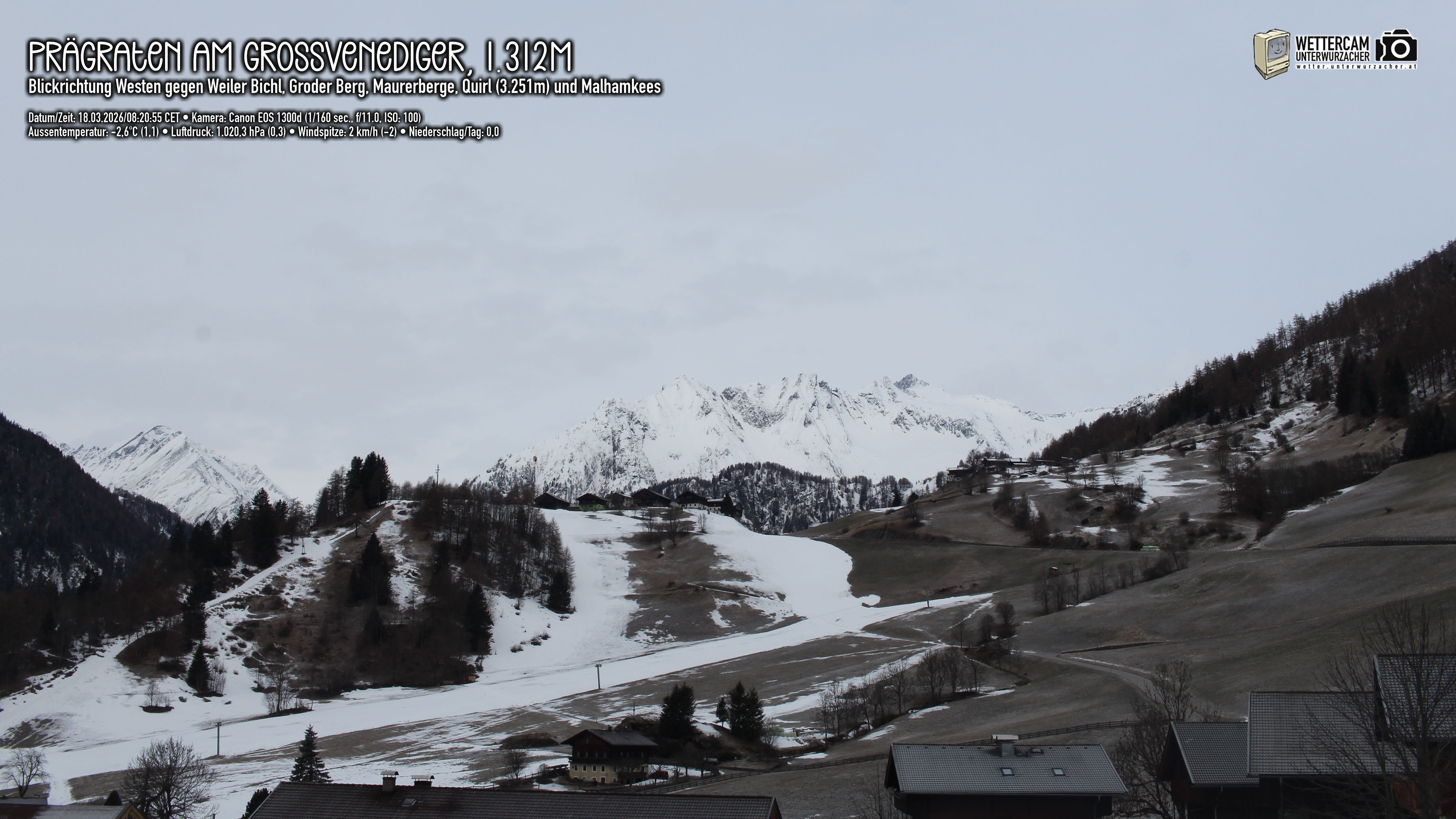 Archived image Webcam Prägraten am Großvenediger - Maurer Berge