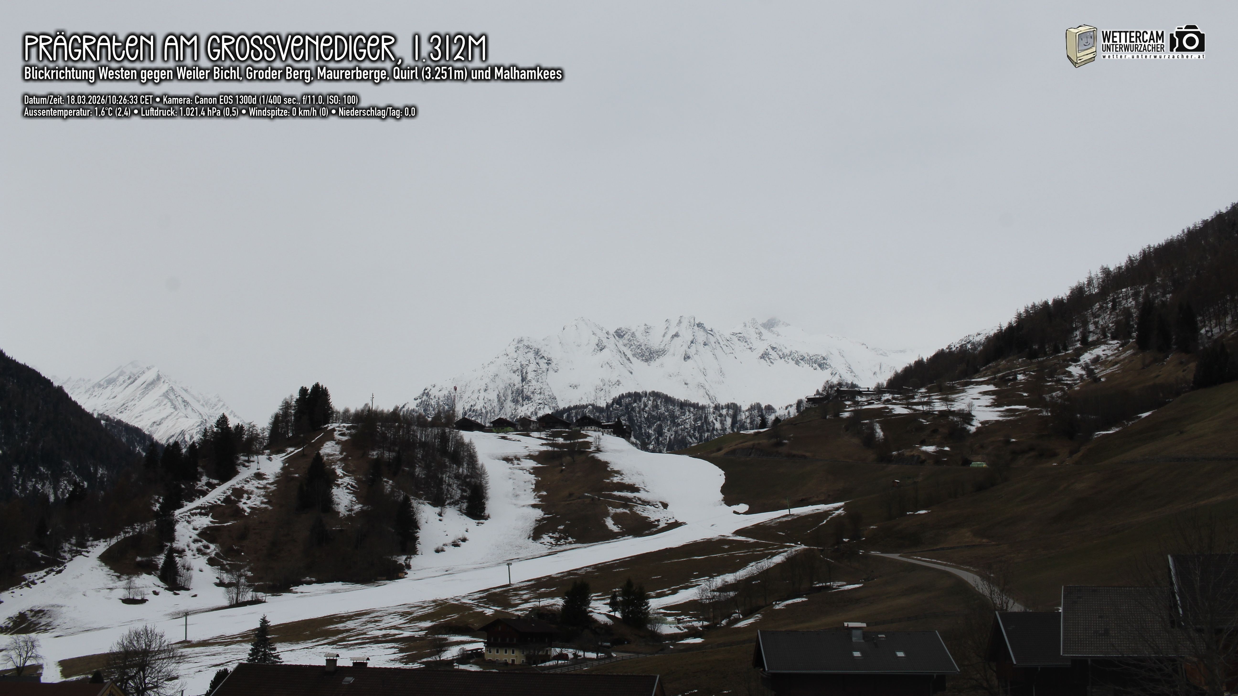 Archived image Webcam Prägraten am Großvenediger - Maurer Berge