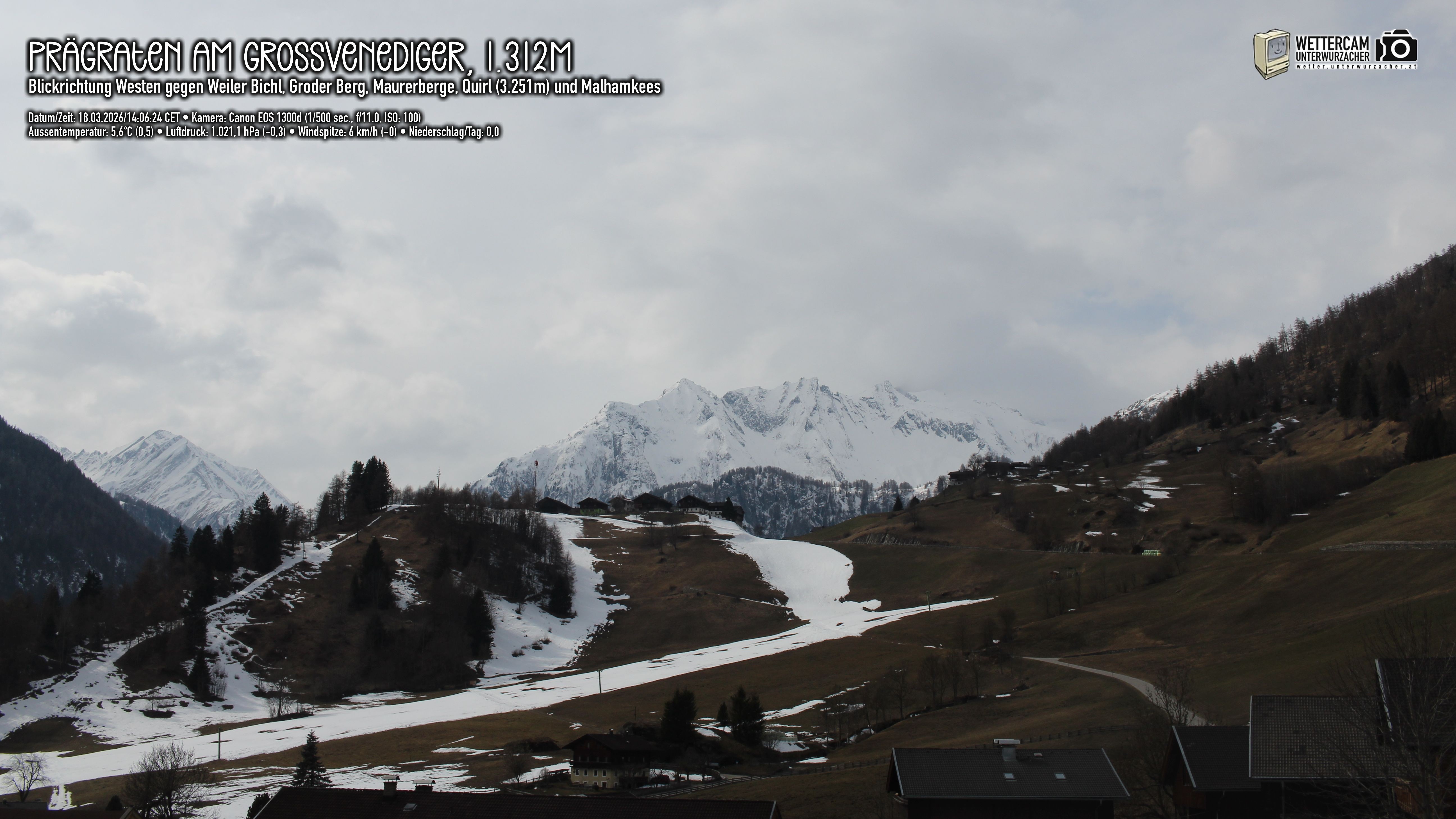 Archived image Webcam Prägraten am Großvenediger - Maurer Berge