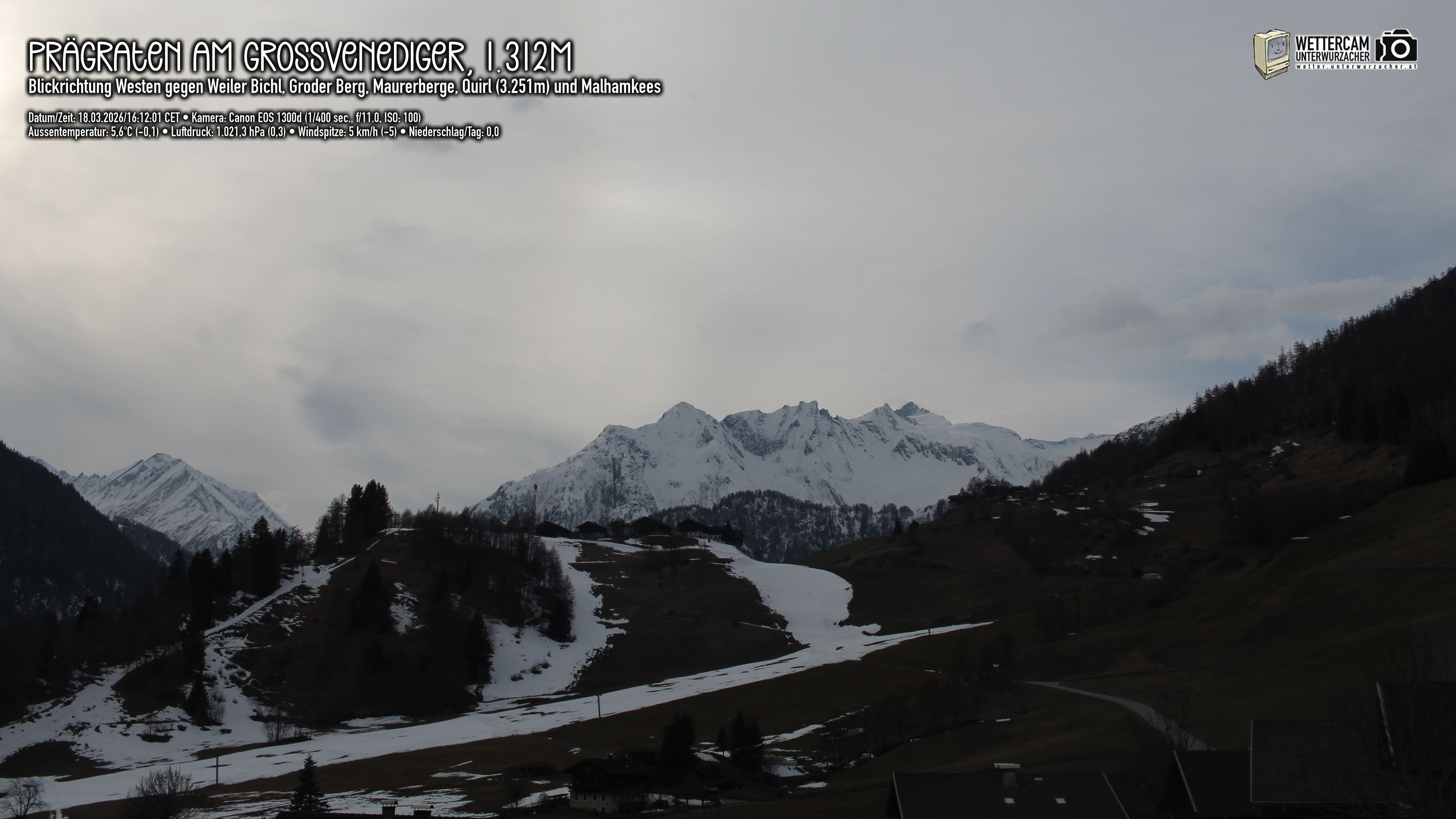 Archived image Webcam Prägraten am Großvenediger - Maurer Berge