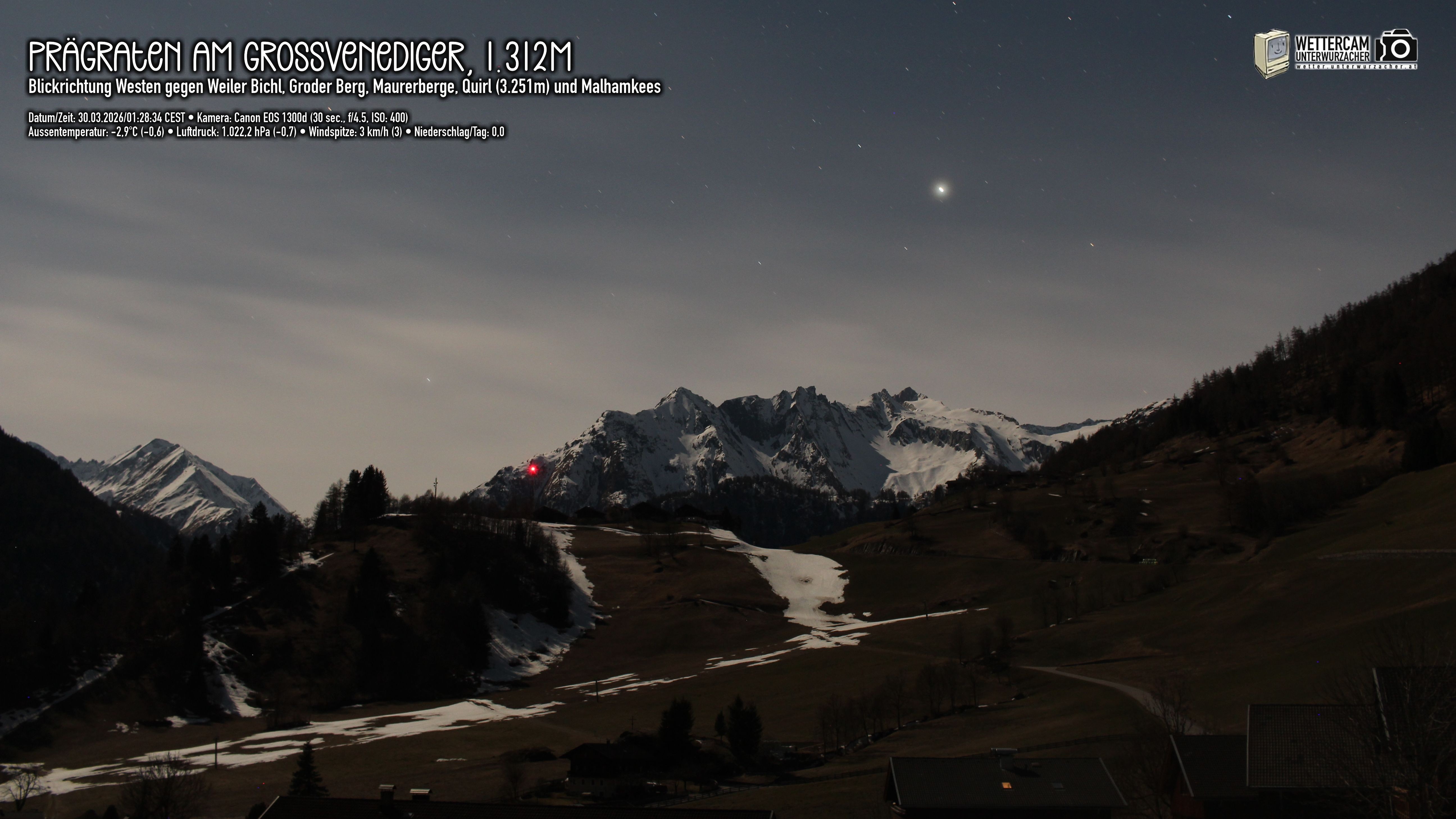 Archiv Foto Webcam Prägraten am Großvenediger - Dorf Bichl und Maurer Berge