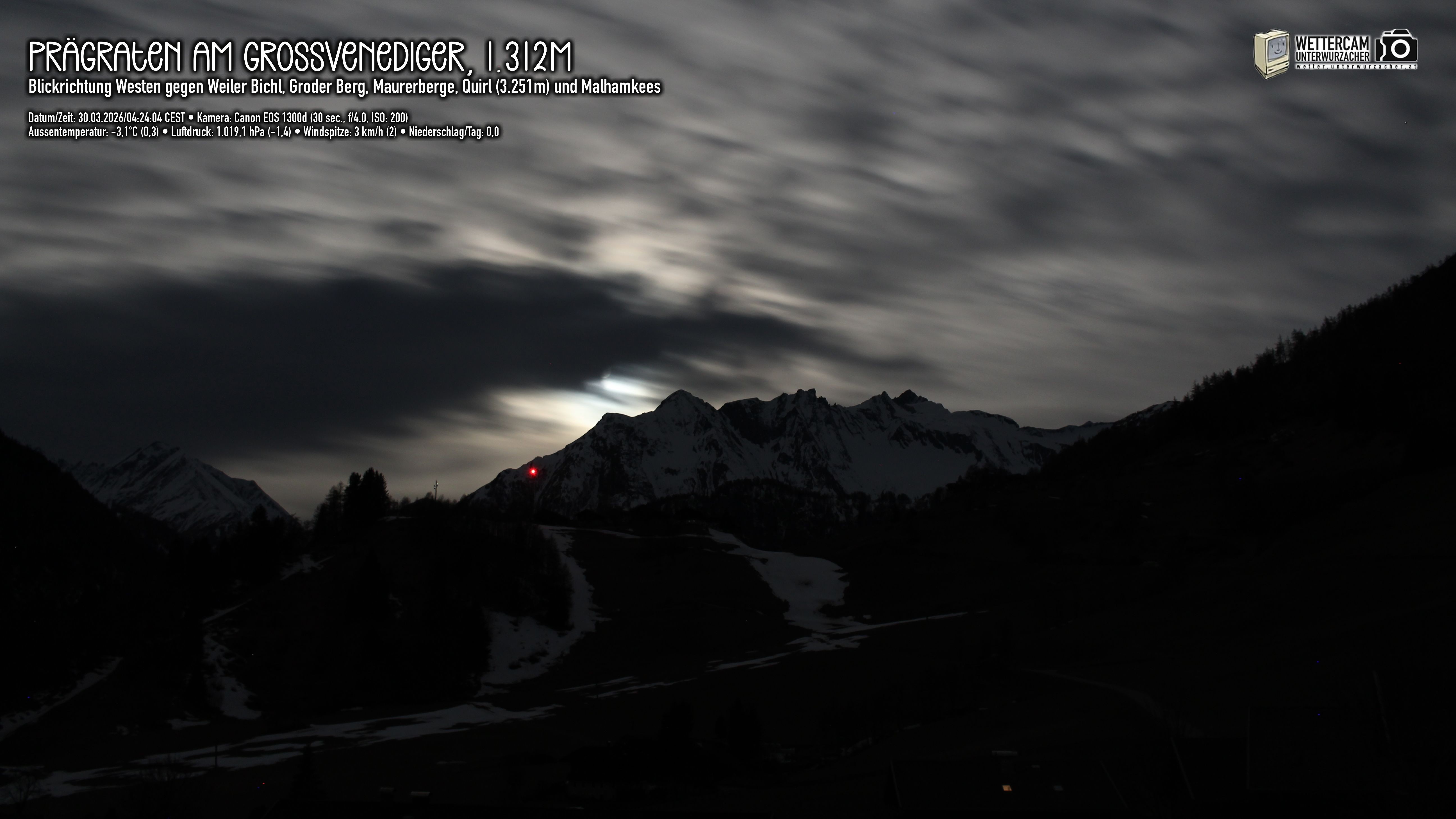 Archiv Foto Webcam Prägraten am Großvenediger - Dorf Bichl und Maurer Berge