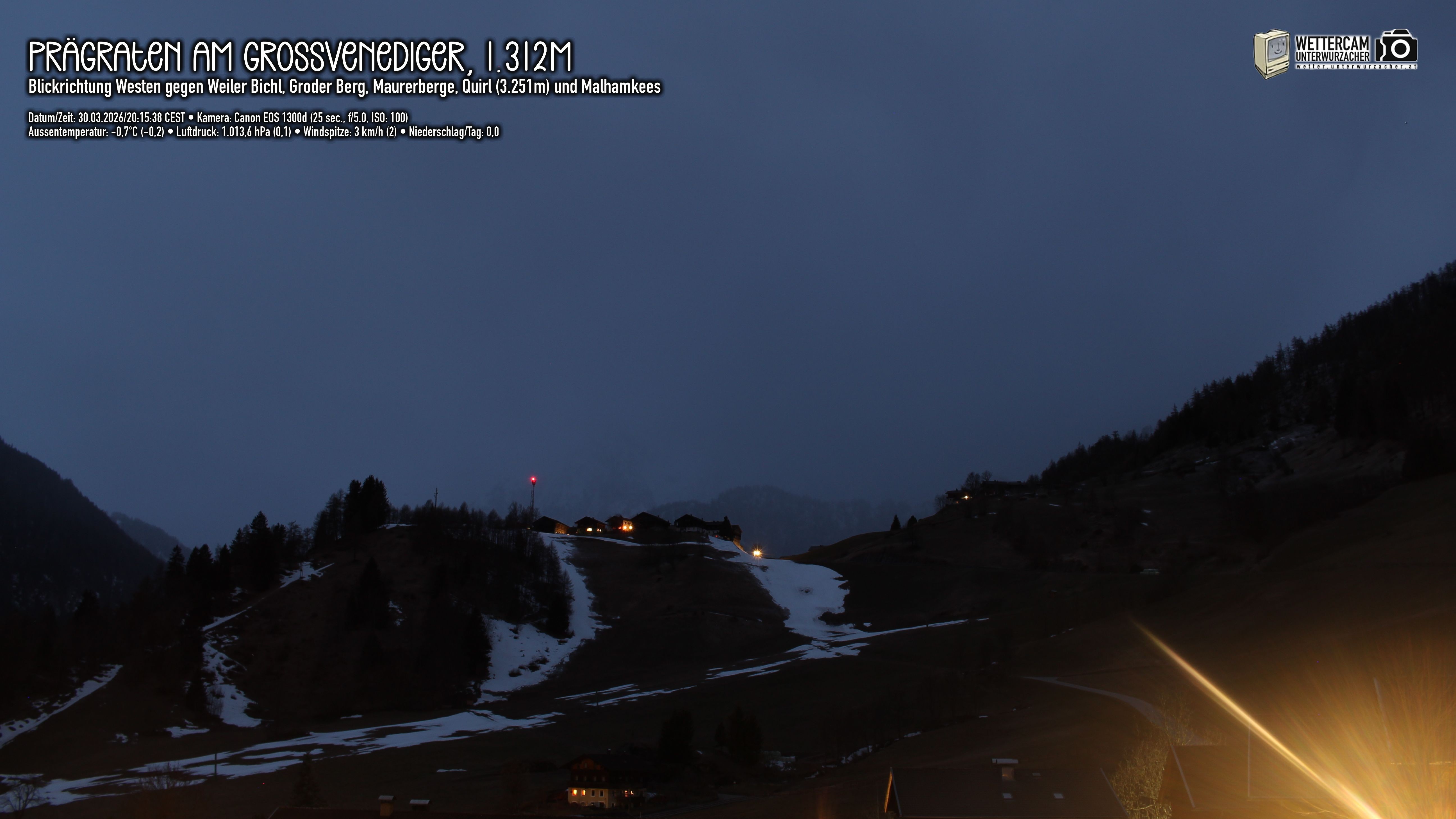 Archiv Foto Webcam Prägraten am Großvenediger - Dorf Bichl und Maurer Berge