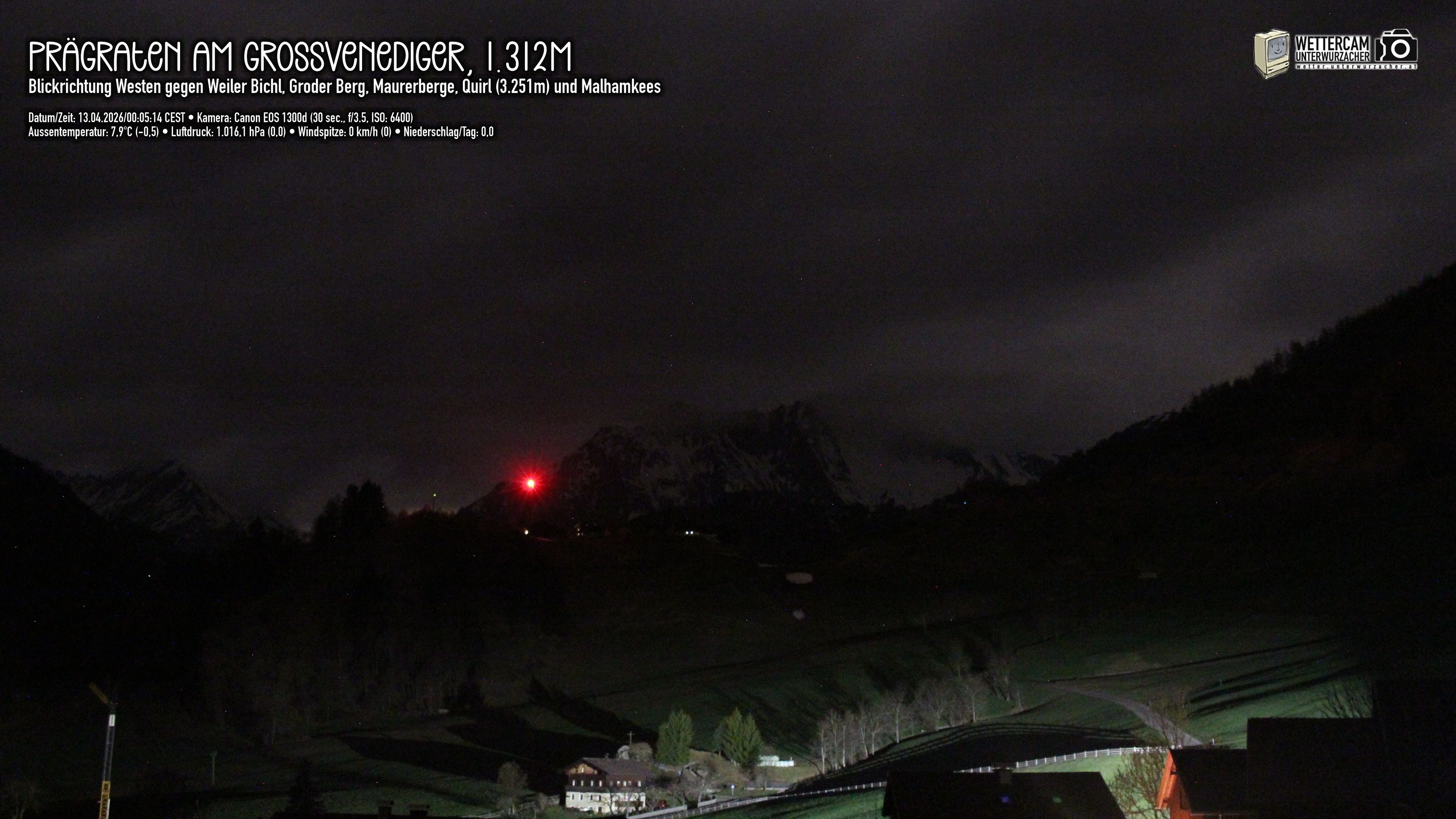 Archived image Webcam Prägraten am Großvenediger - Maurer Berge