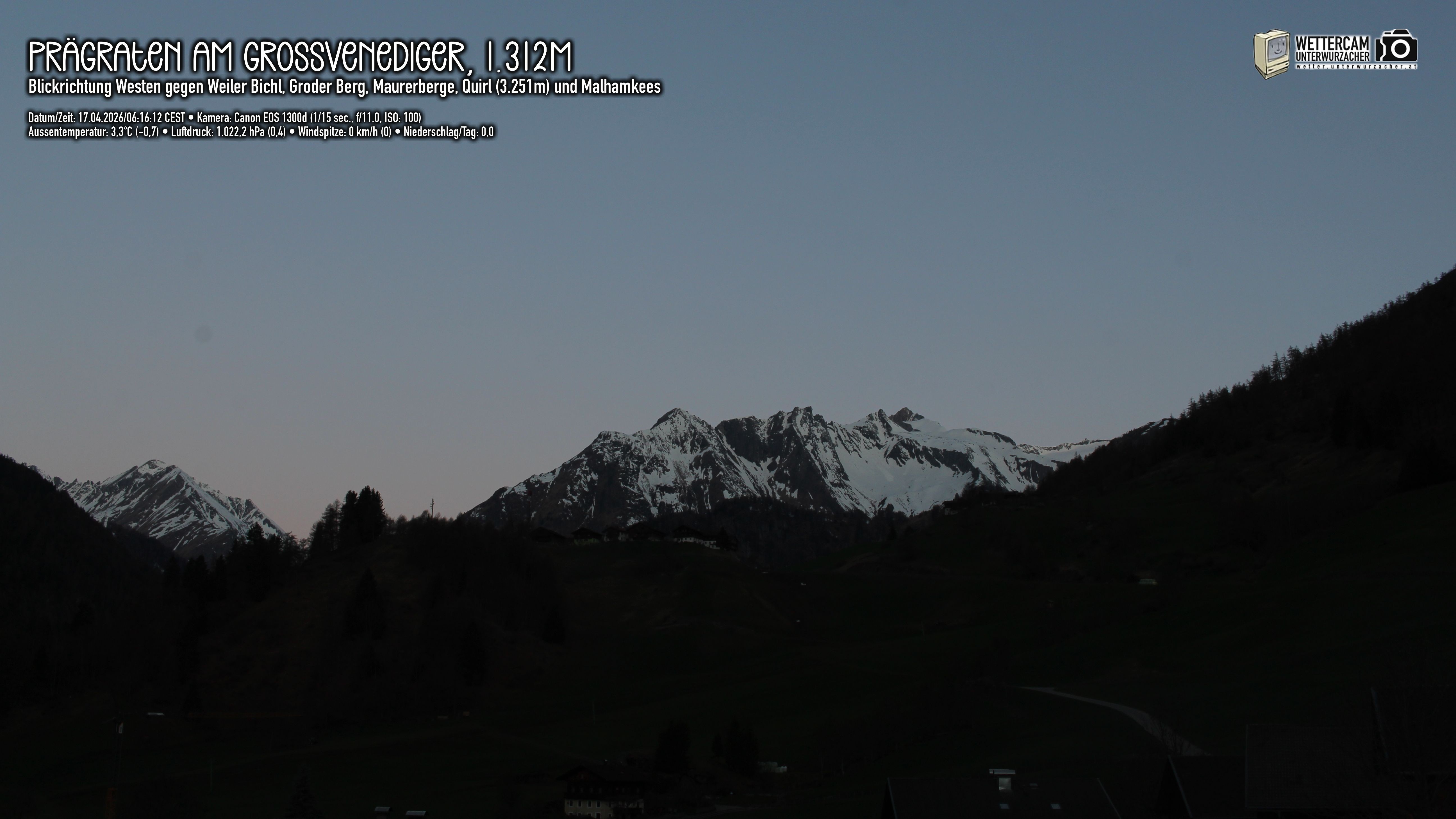 Archived image Webcam Prägraten am Großvenediger - Maurer Berge