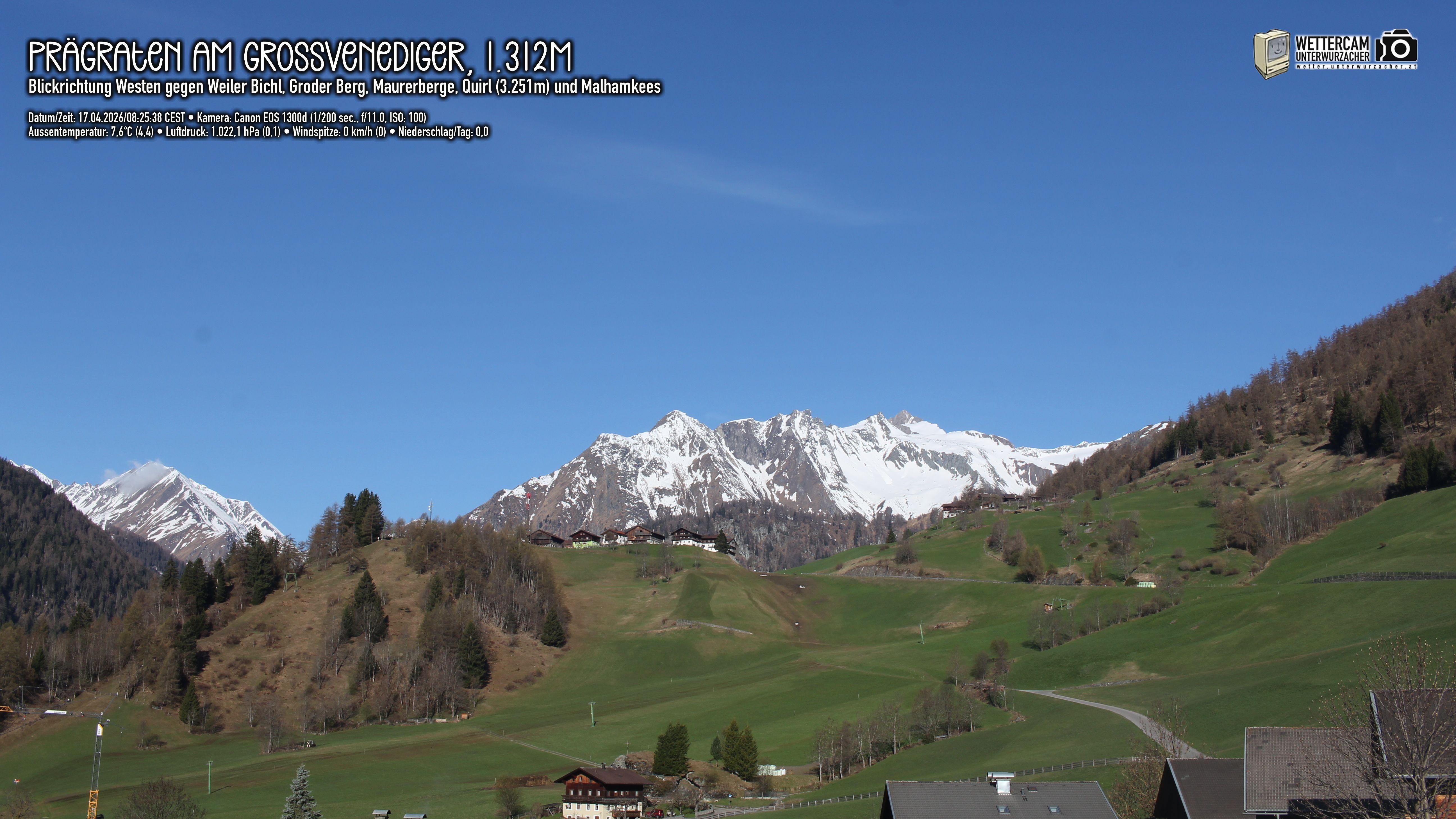 Archived image Webcam Prägraten am Großvenediger - Maurer Berge