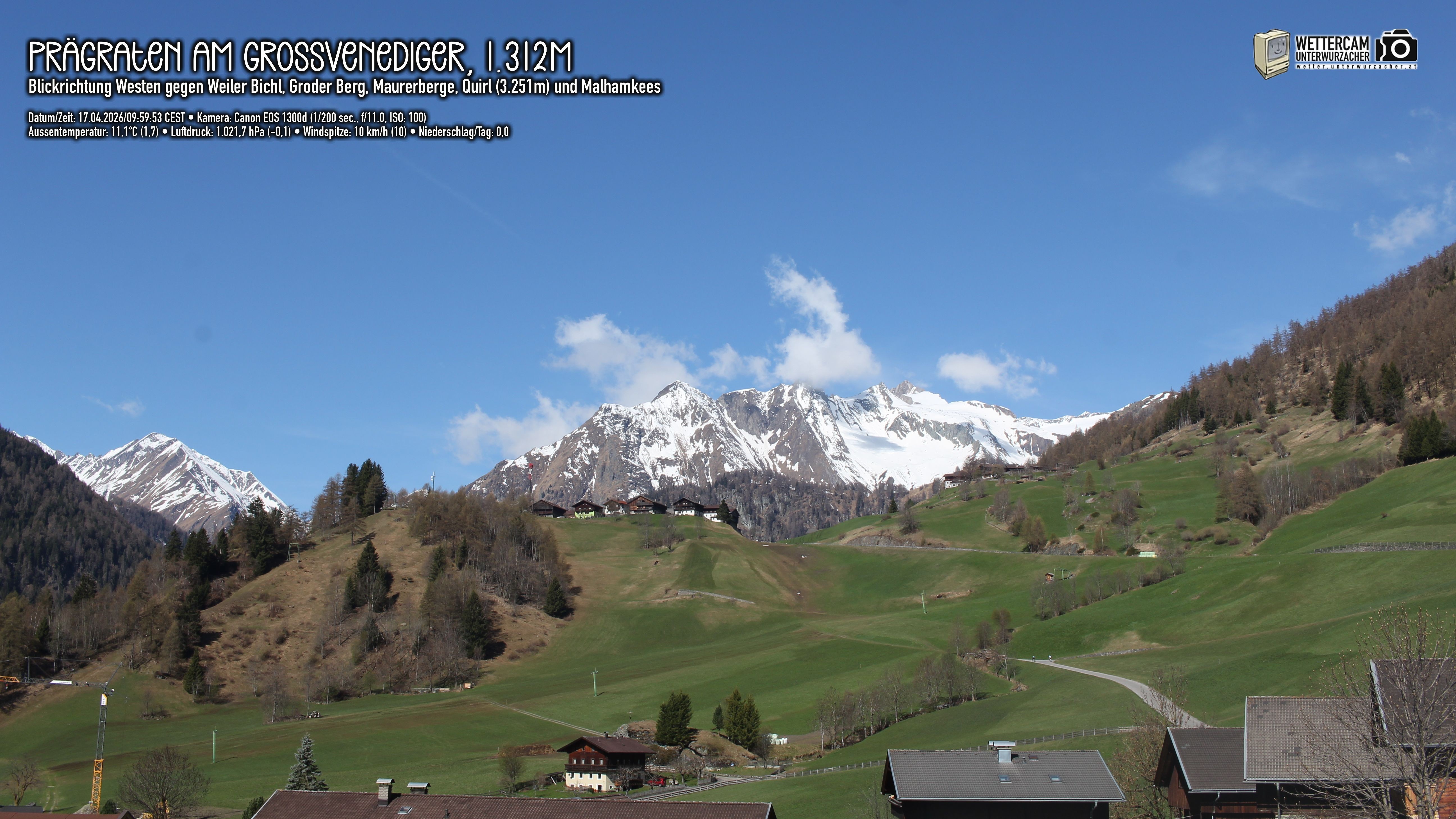 Archived image Webcam Prägraten am Großvenediger - Maurer Berge