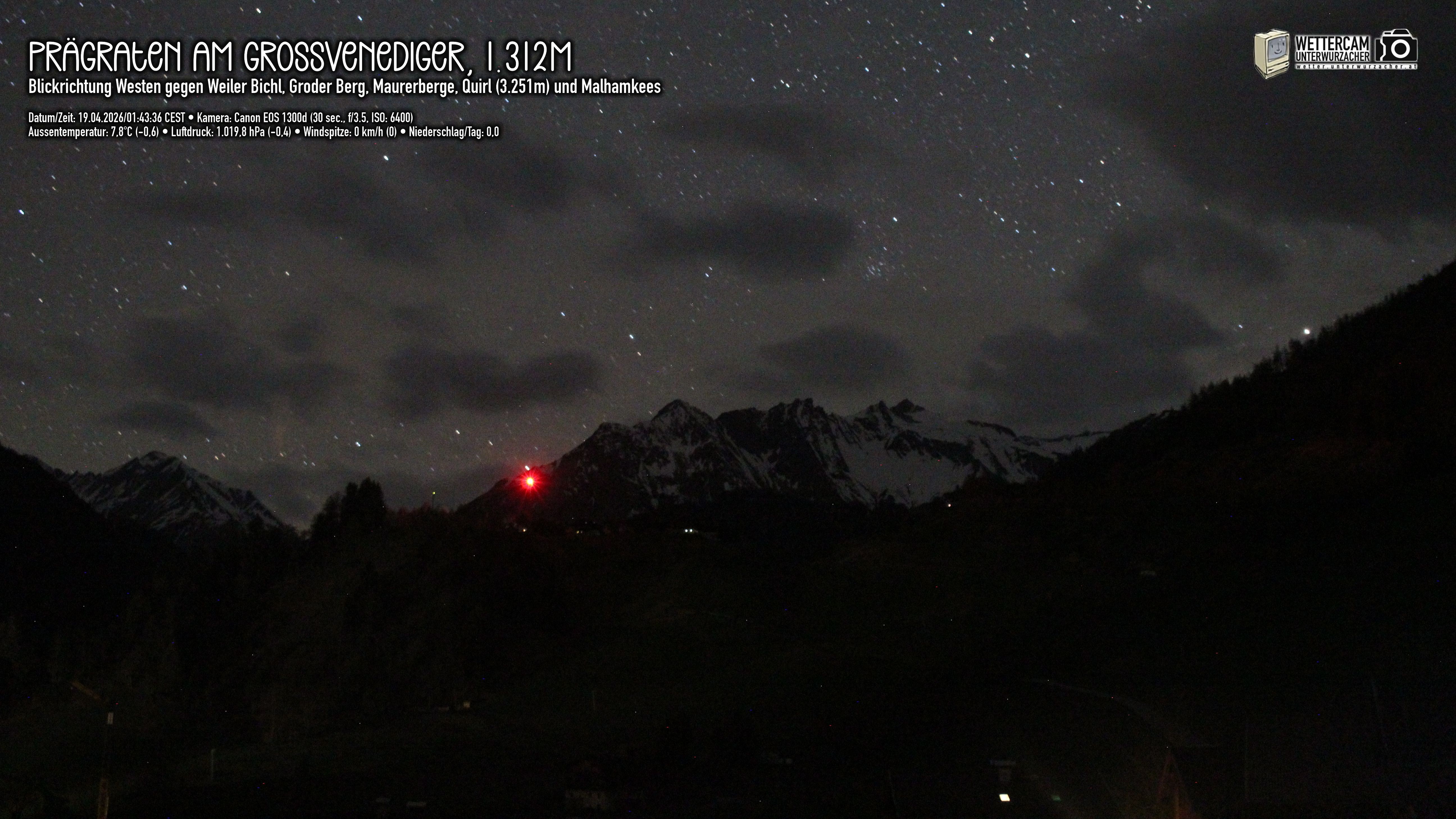 Archiv Foto Webcam Prägraten am Großvenediger - Dorf Bichl und Maurer Berge