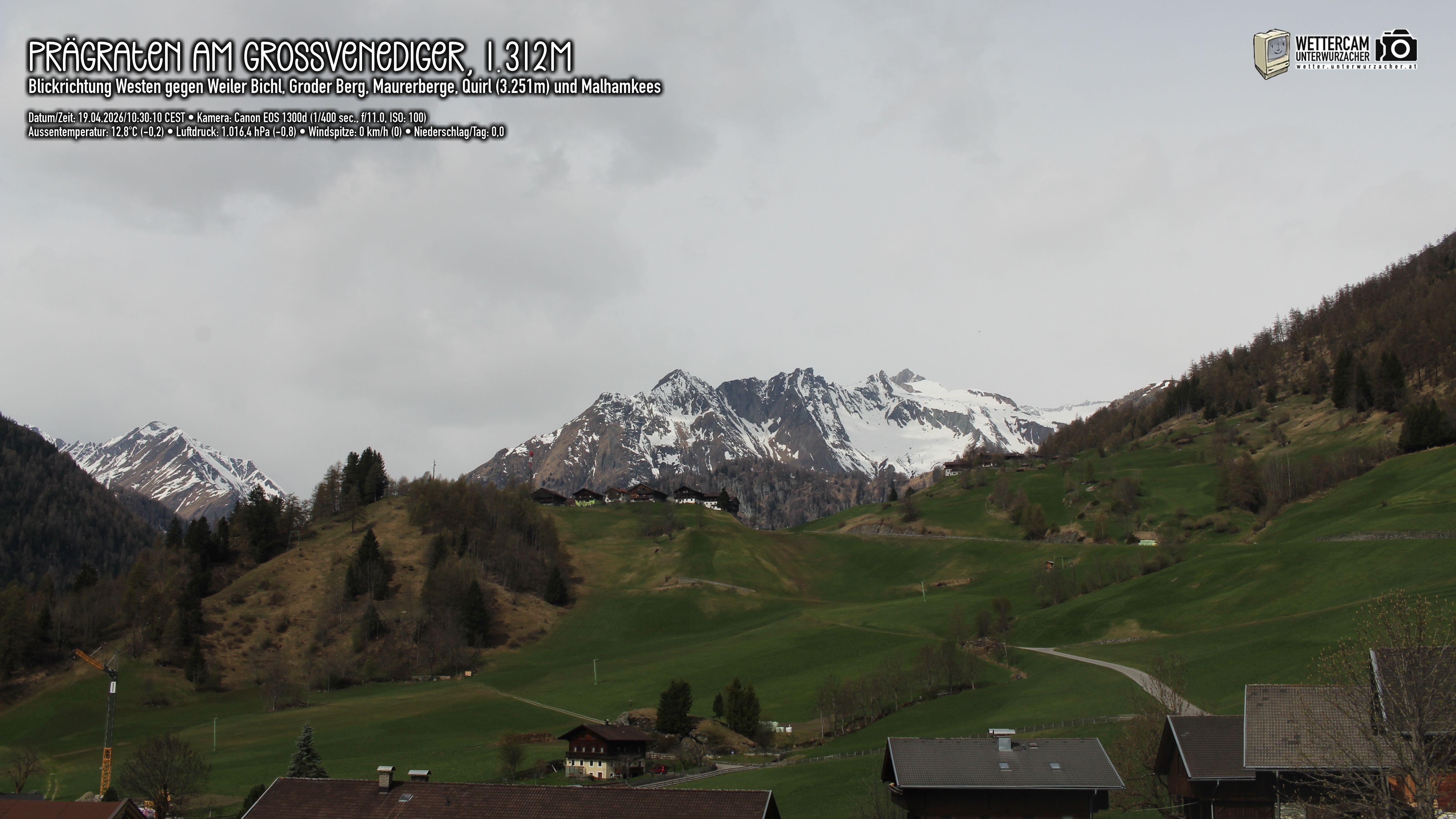 Archiv Foto Webcam Prägraten am Großvenediger - Dorf Bichl und Maurer Berge