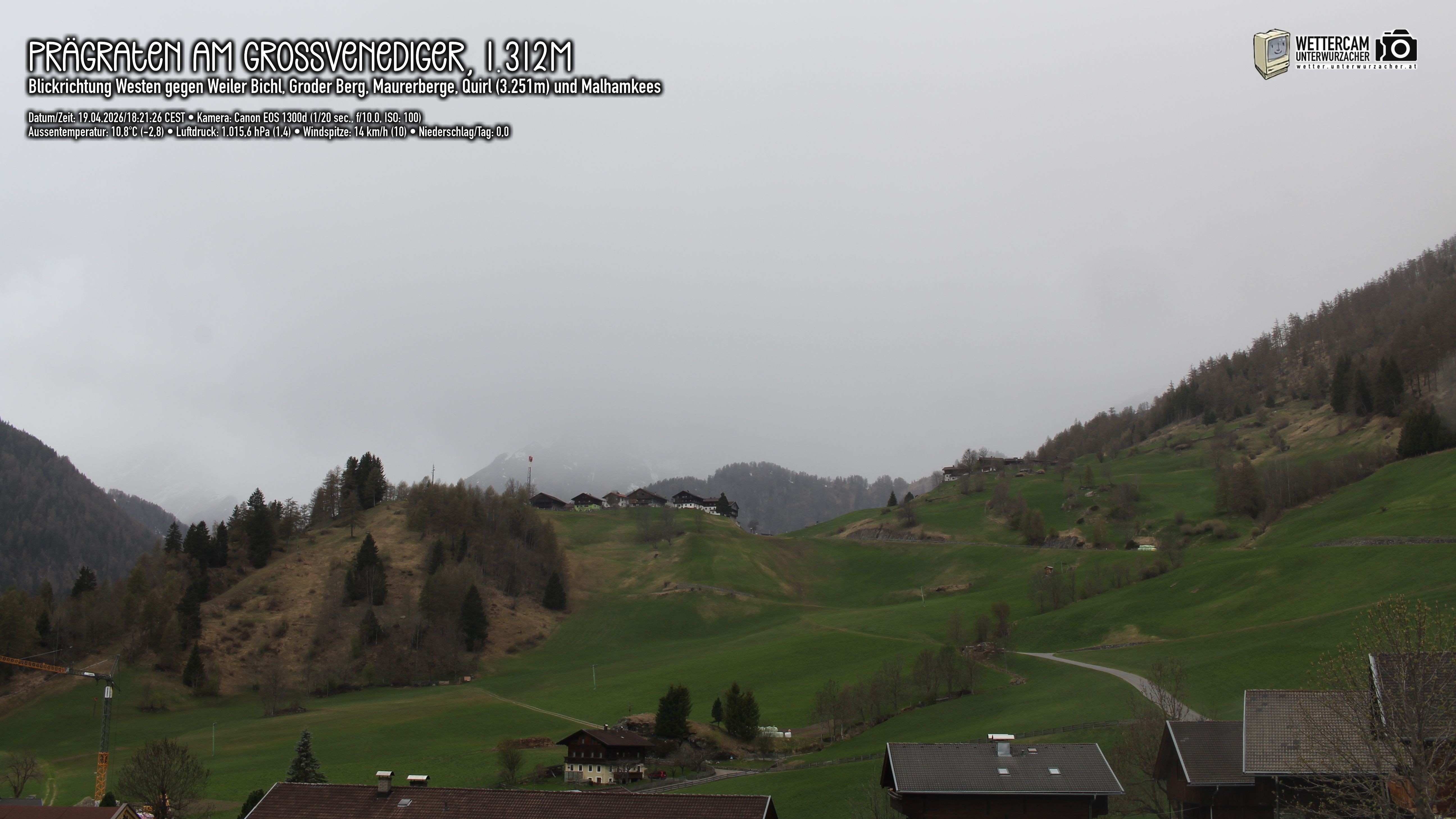 Archived image Webcam Prägraten am Großvenediger - Maurer Berge