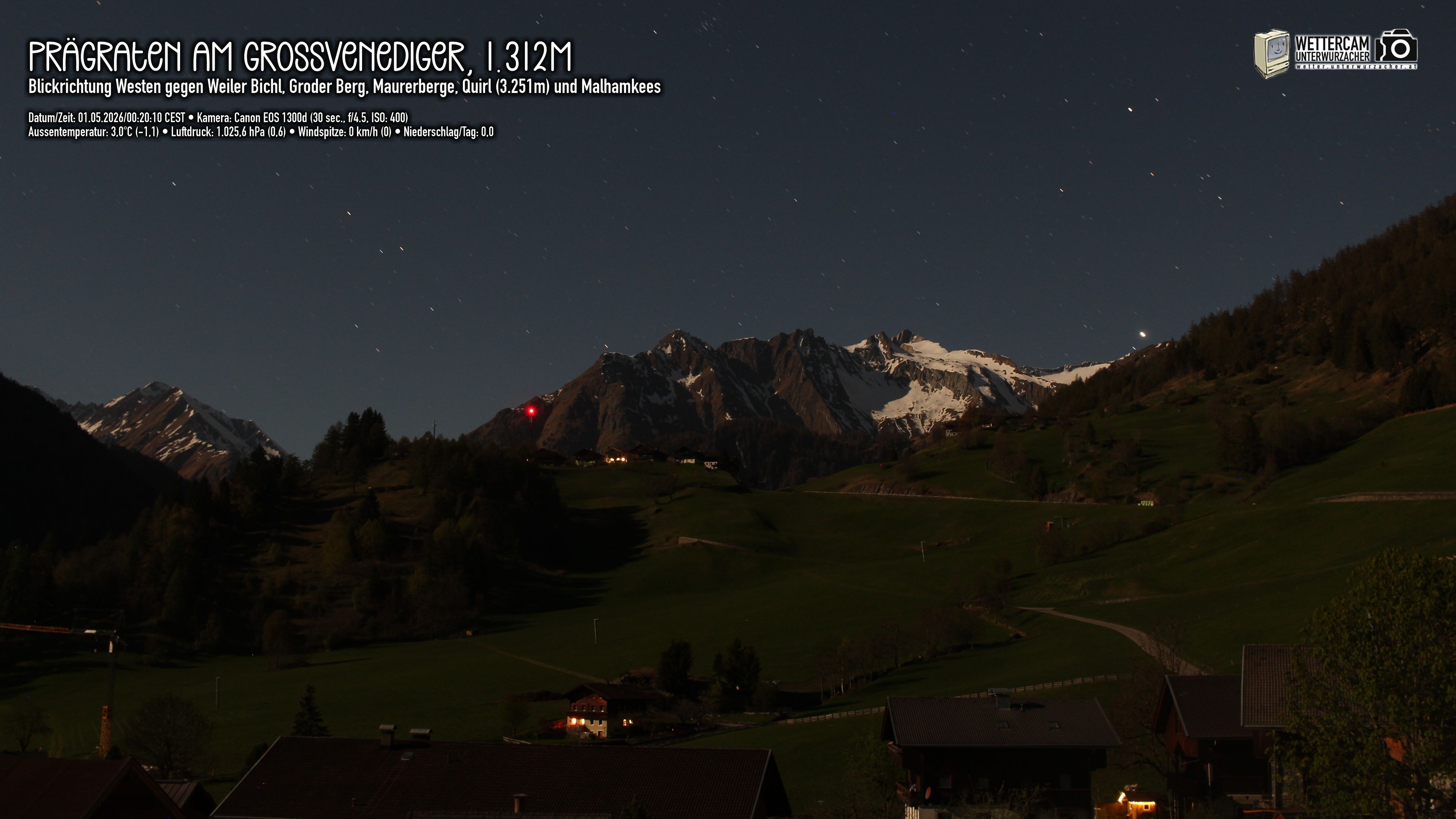 Archived image Webcam Prägraten am Großvenediger - Maurer Berge