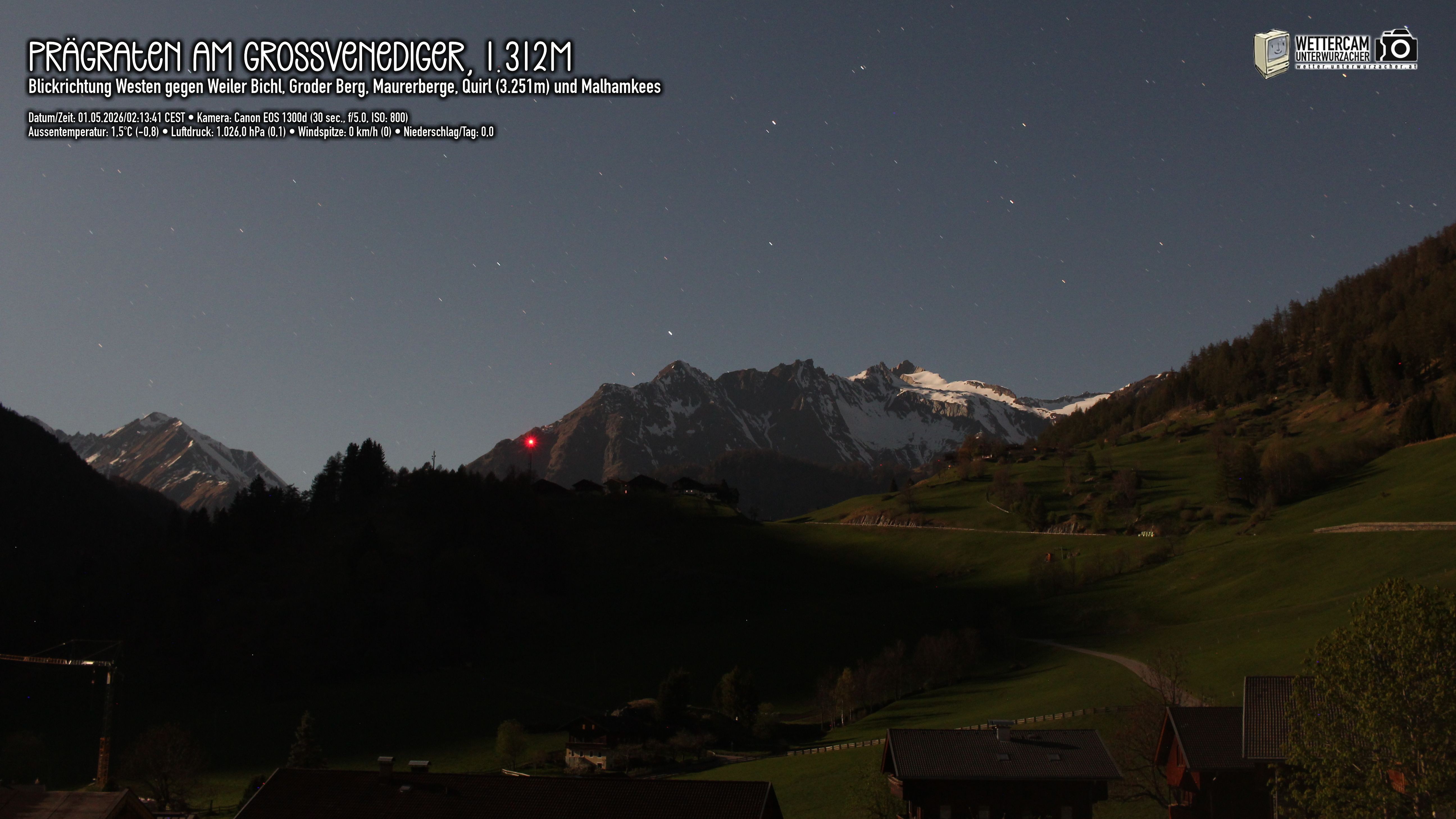Archived image Webcam Prägraten am Großvenediger - Maurer Berge