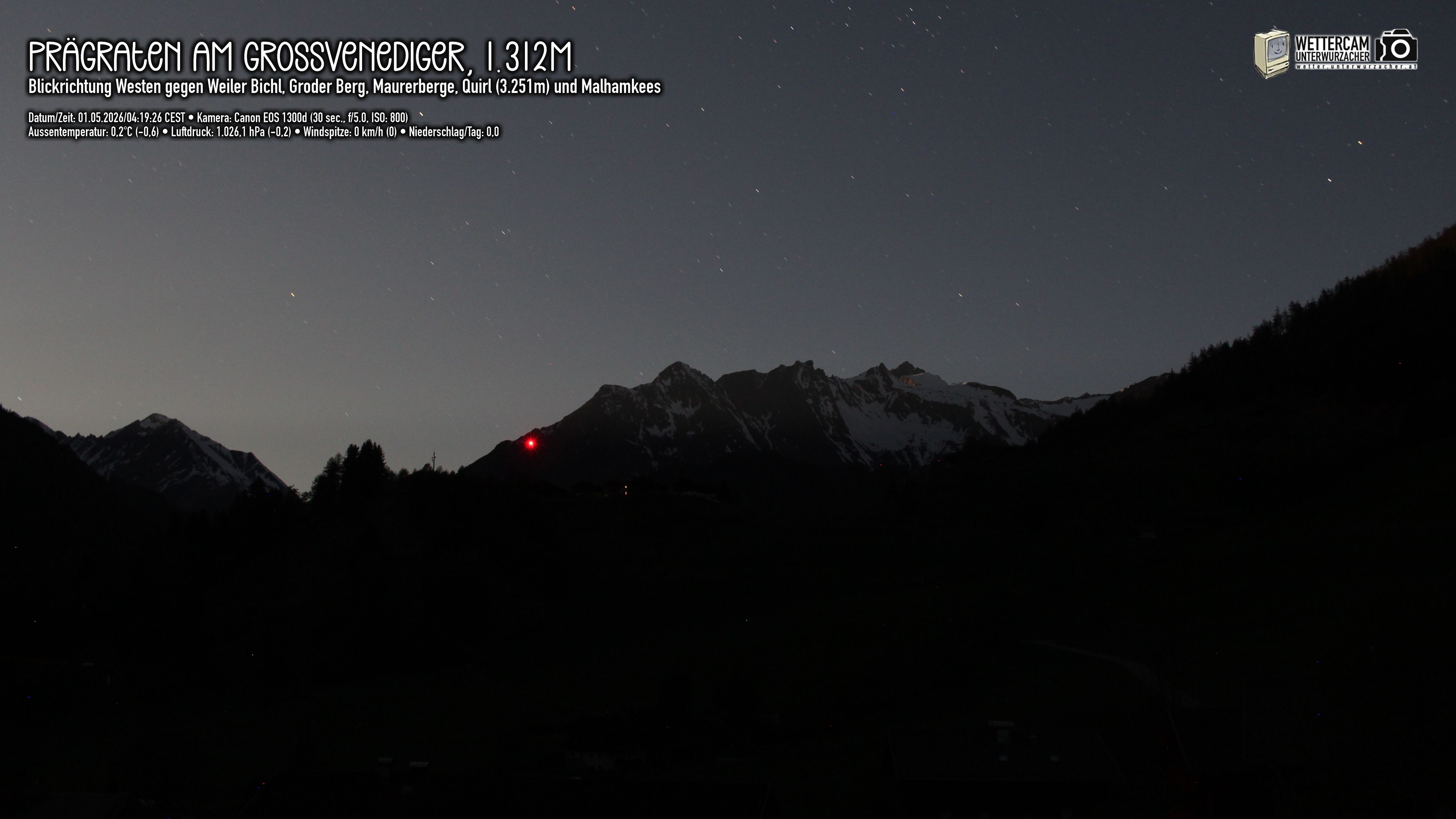 Archived image Webcam Prägraten am Großvenediger - Maurer Berge
