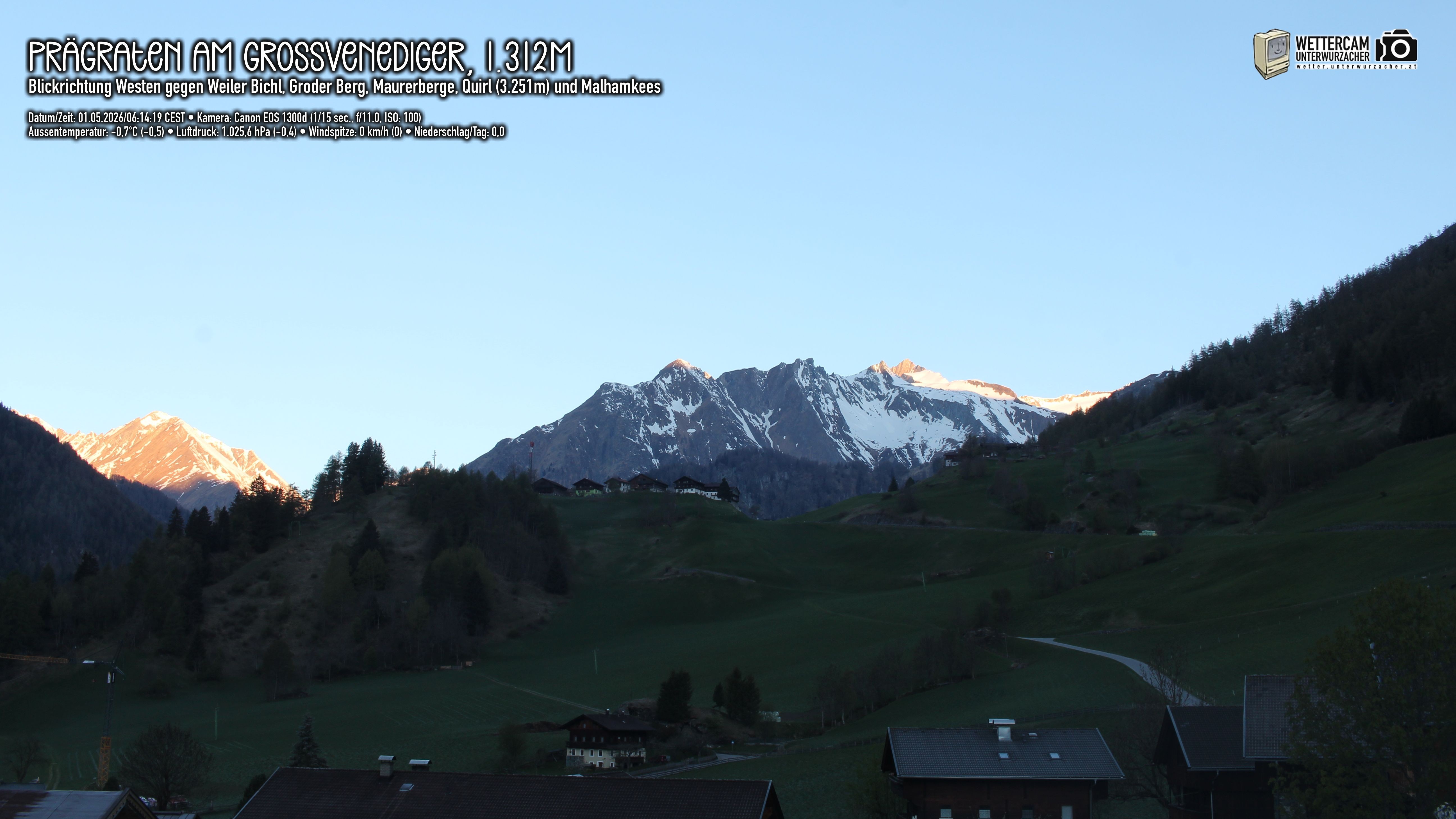 Archived image Webcam Prägraten am Großvenediger - Maurer Berge