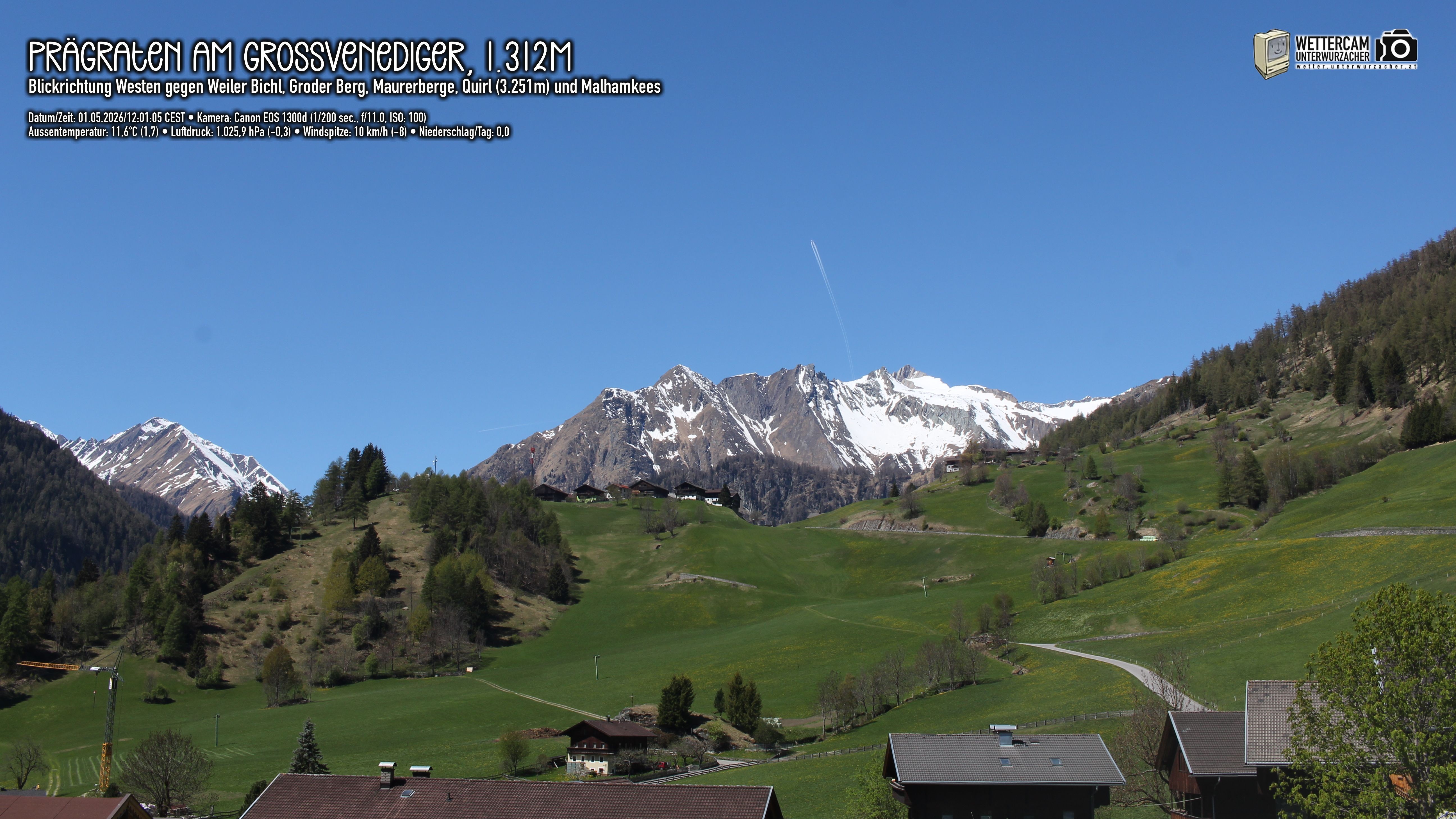 Archived image Webcam Prägraten am Großvenediger - Maurer Berge