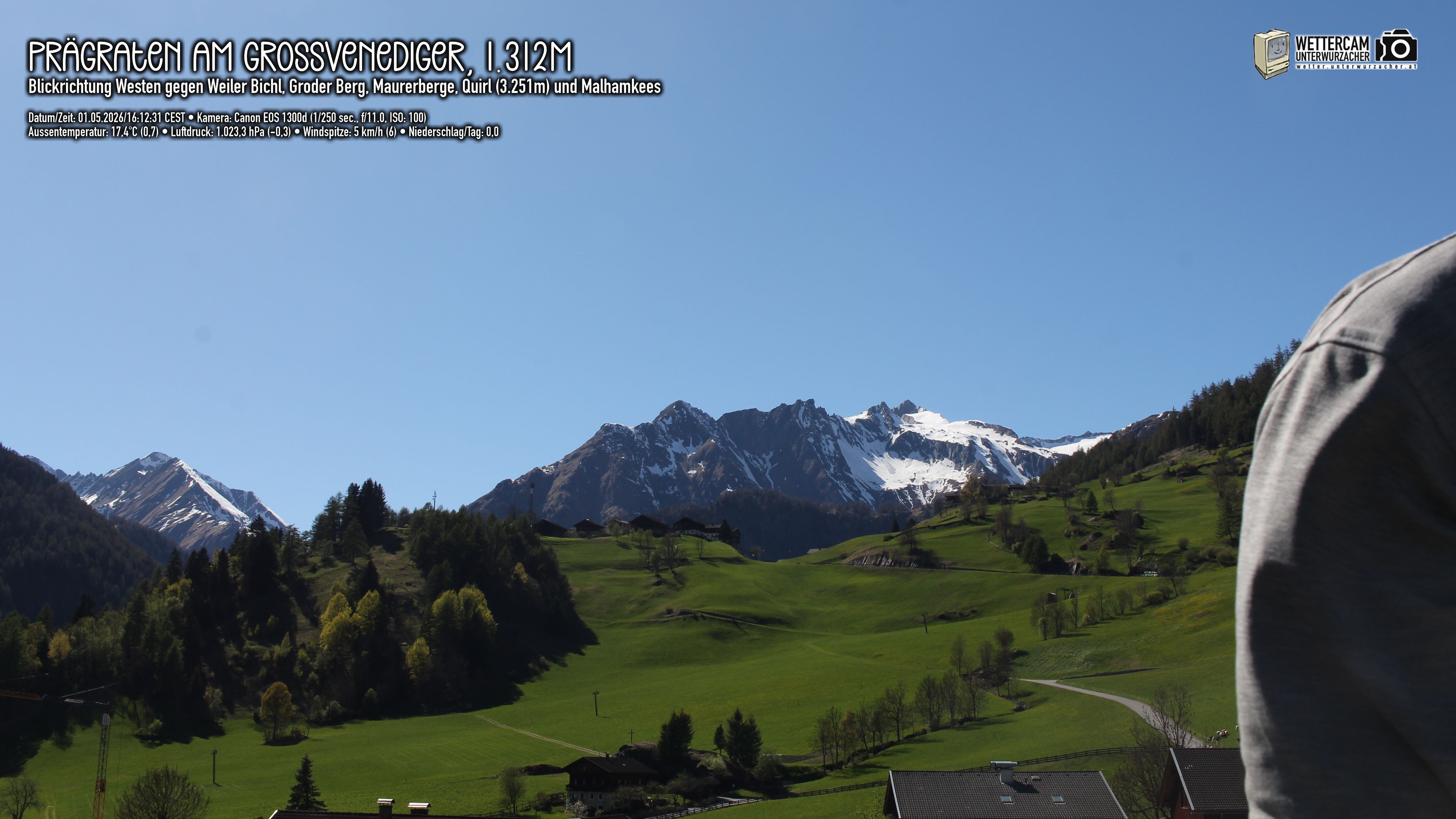 Archived image Webcam Prägraten am Großvenediger - Maurer Berge
