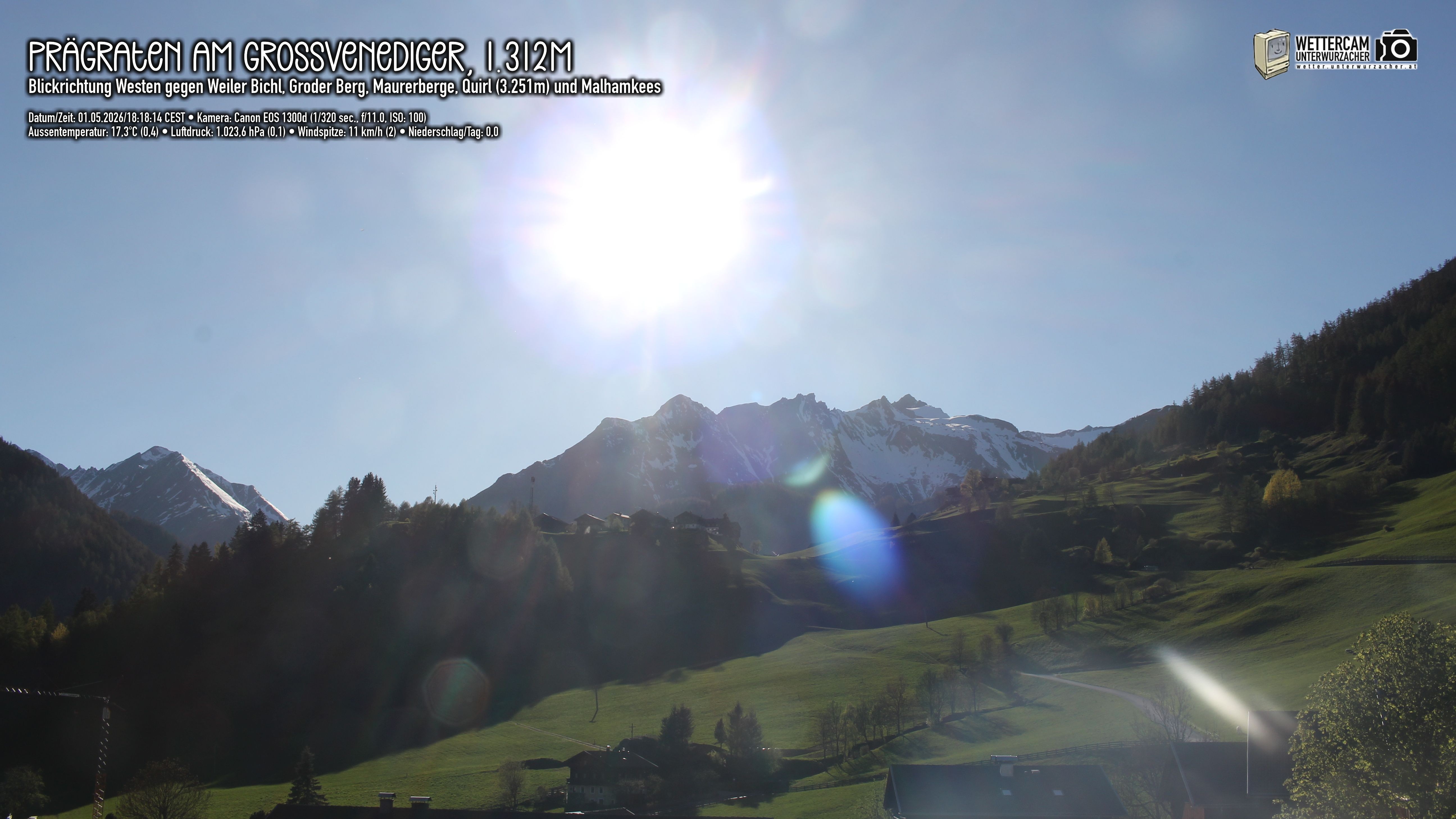Archived image Webcam Prägraten am Großvenediger - Maurer Berge