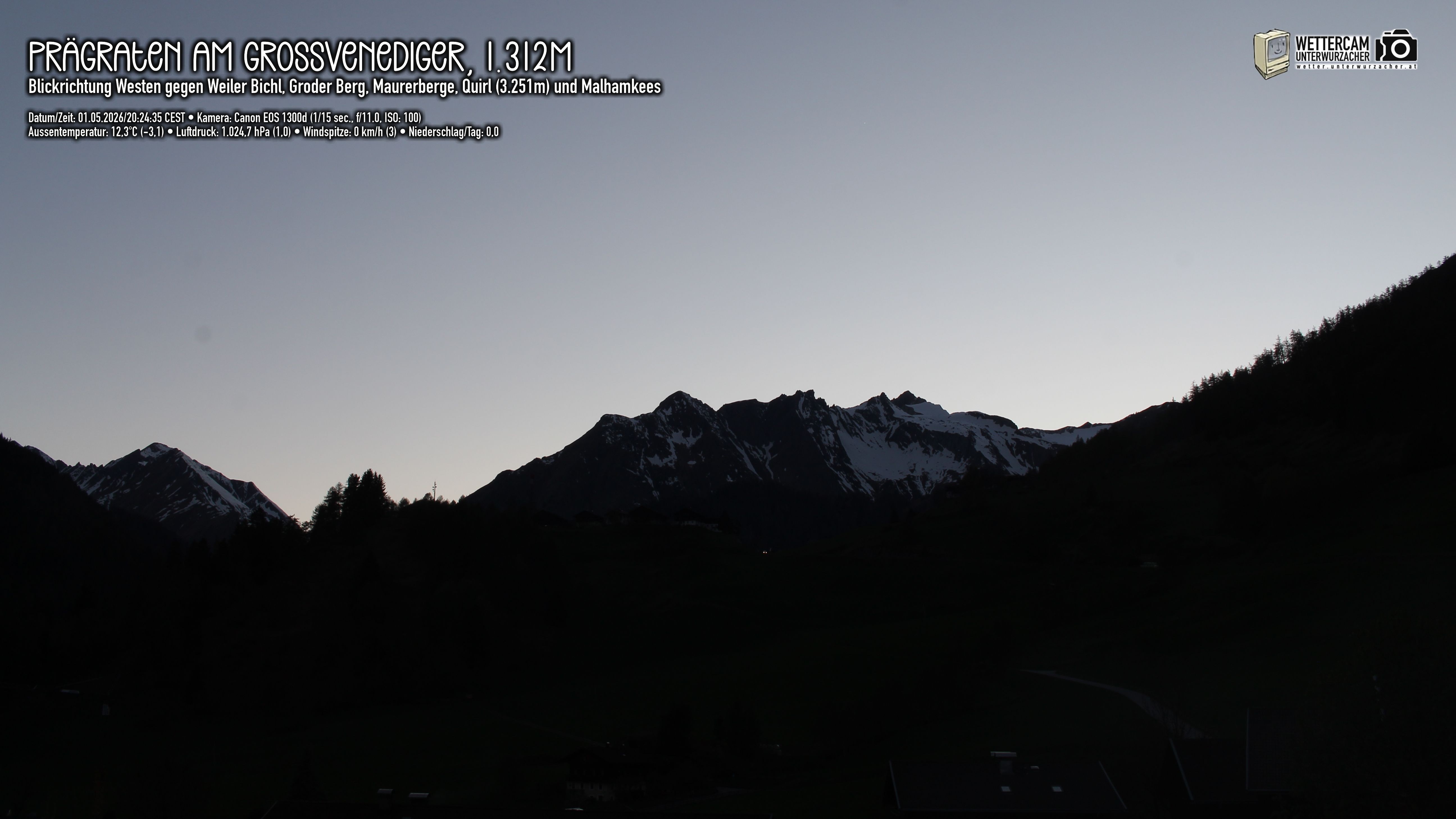 Archived image Webcam Prägraten am Großvenediger - Maurer Berge