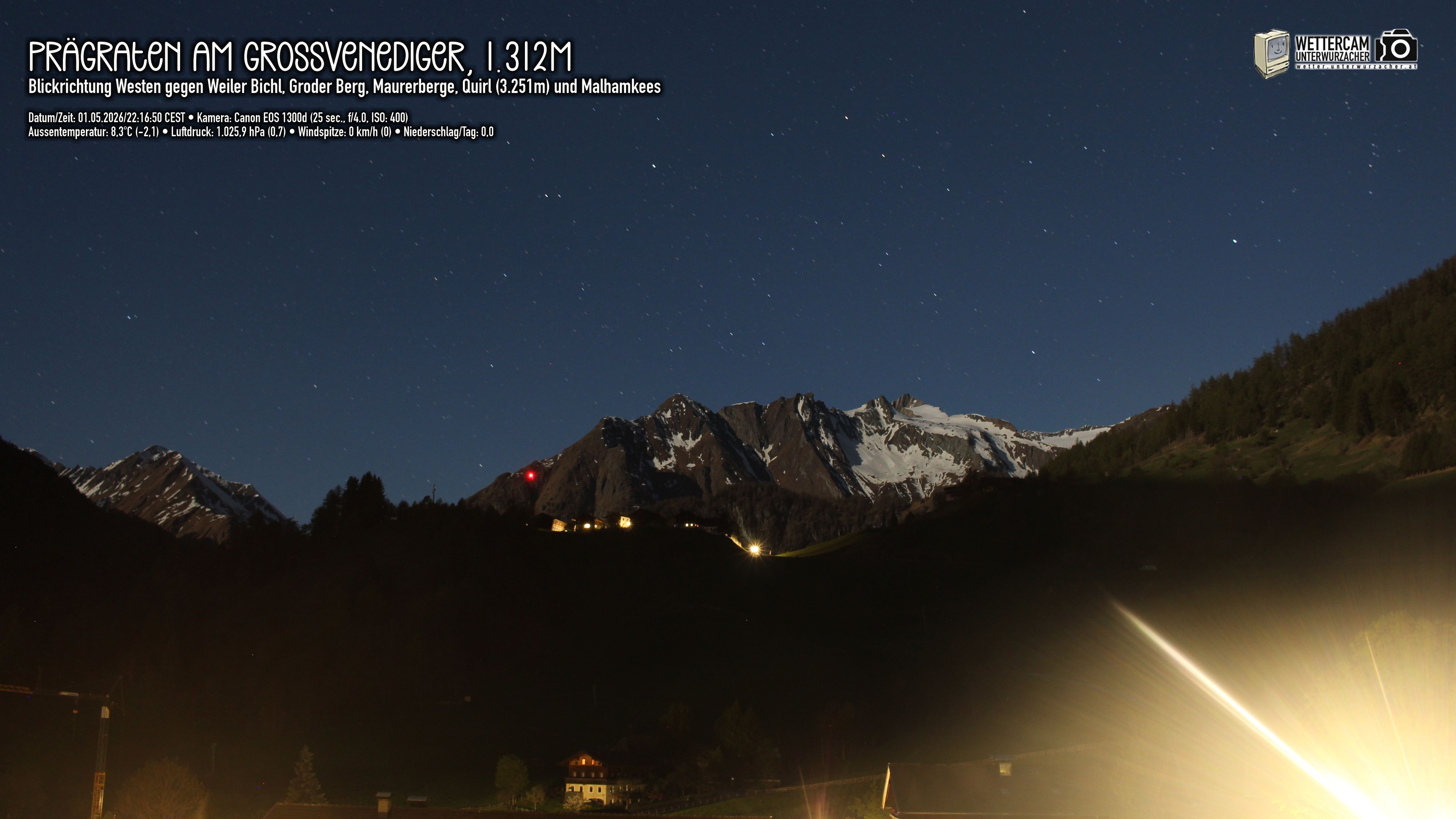 Archived image Webcam Prägraten am Großvenediger - Maurer Berge