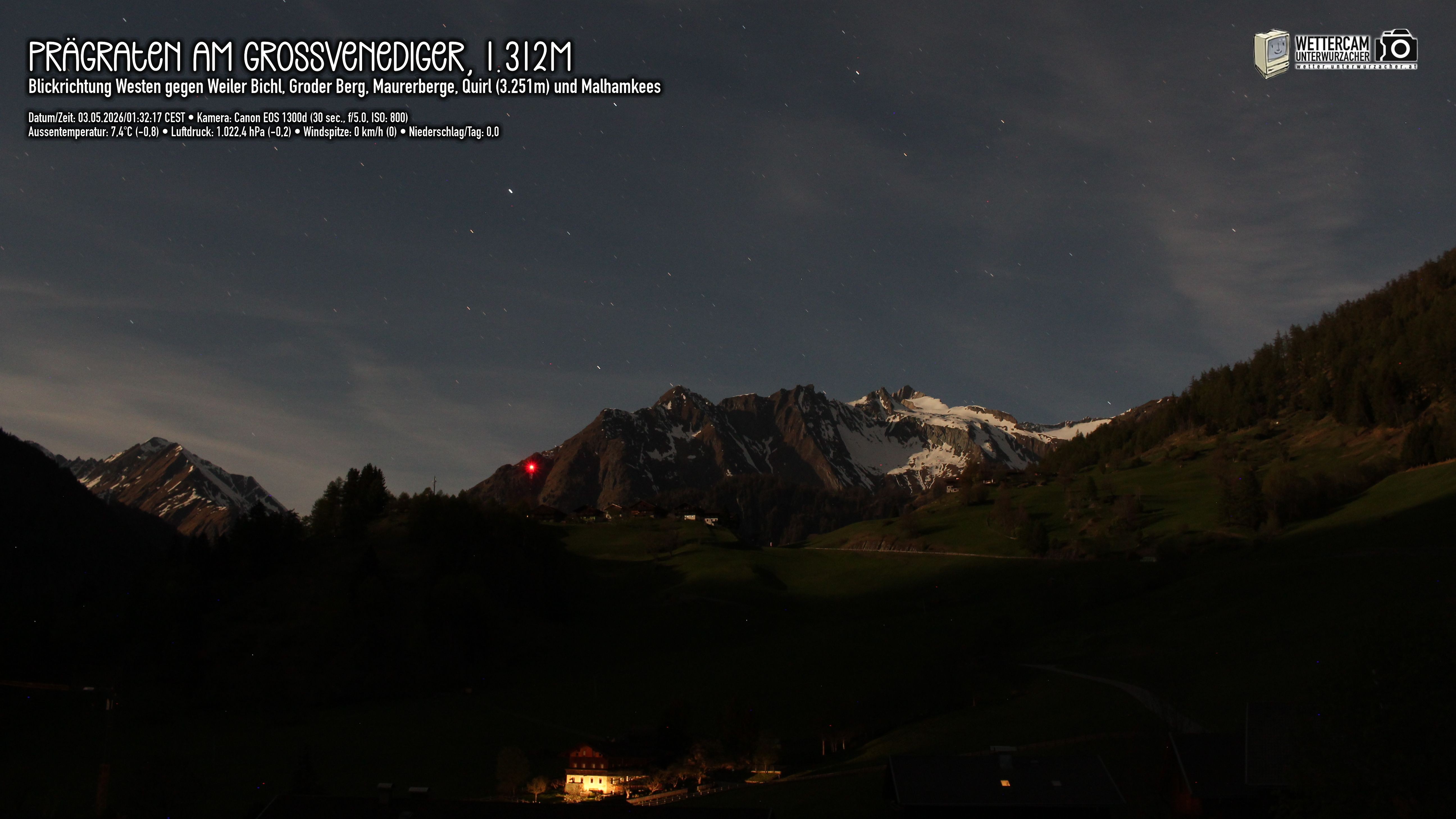 Archiv Foto Webcam Prägraten am Großvenediger - Dorf Bichl und Maurer Berge