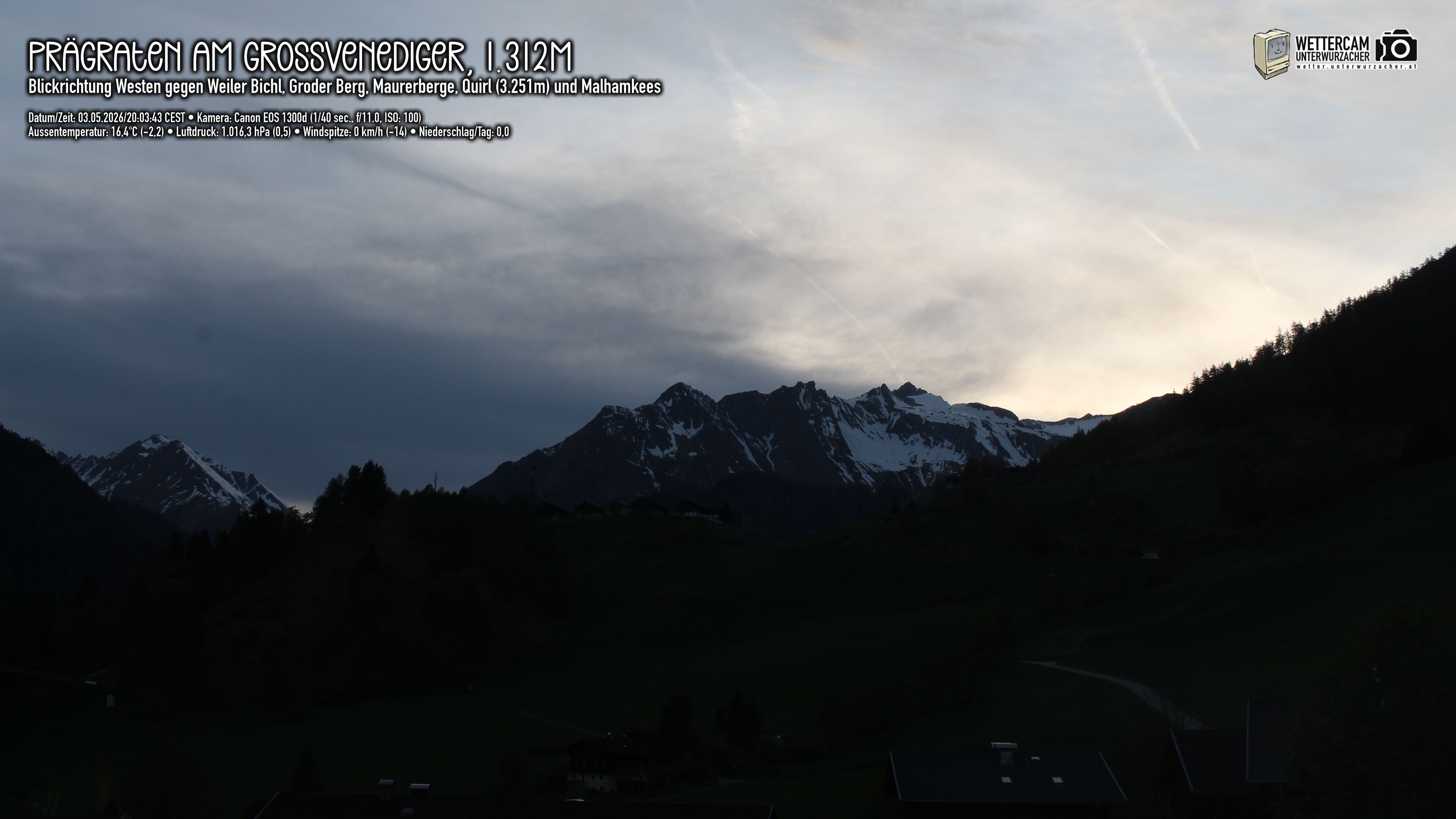 Archived image Webcam Prägraten am Großvenediger - Maurer Berge