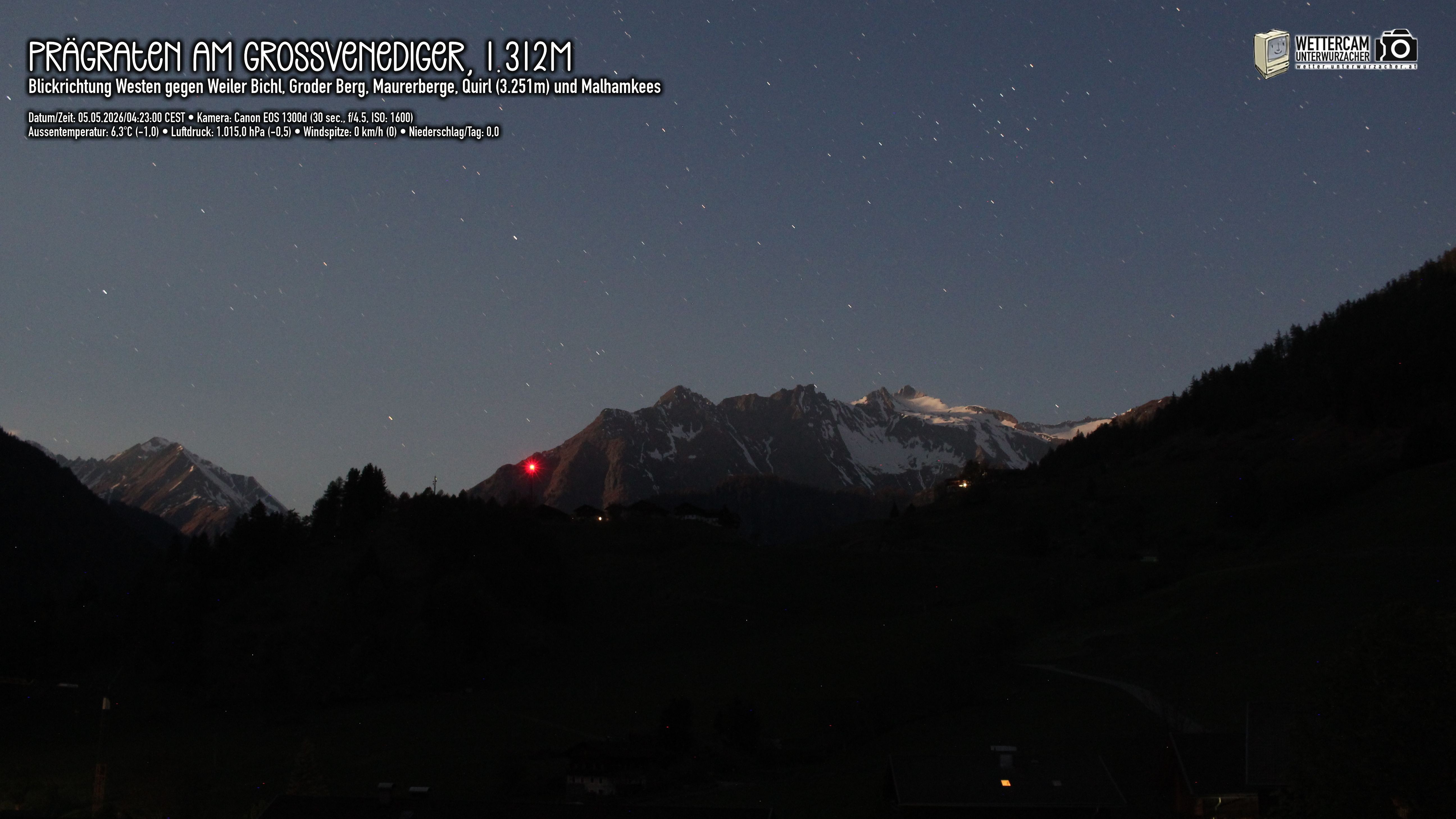 Archived image Webcam Prägraten am Großvenediger - Maurer Berge
