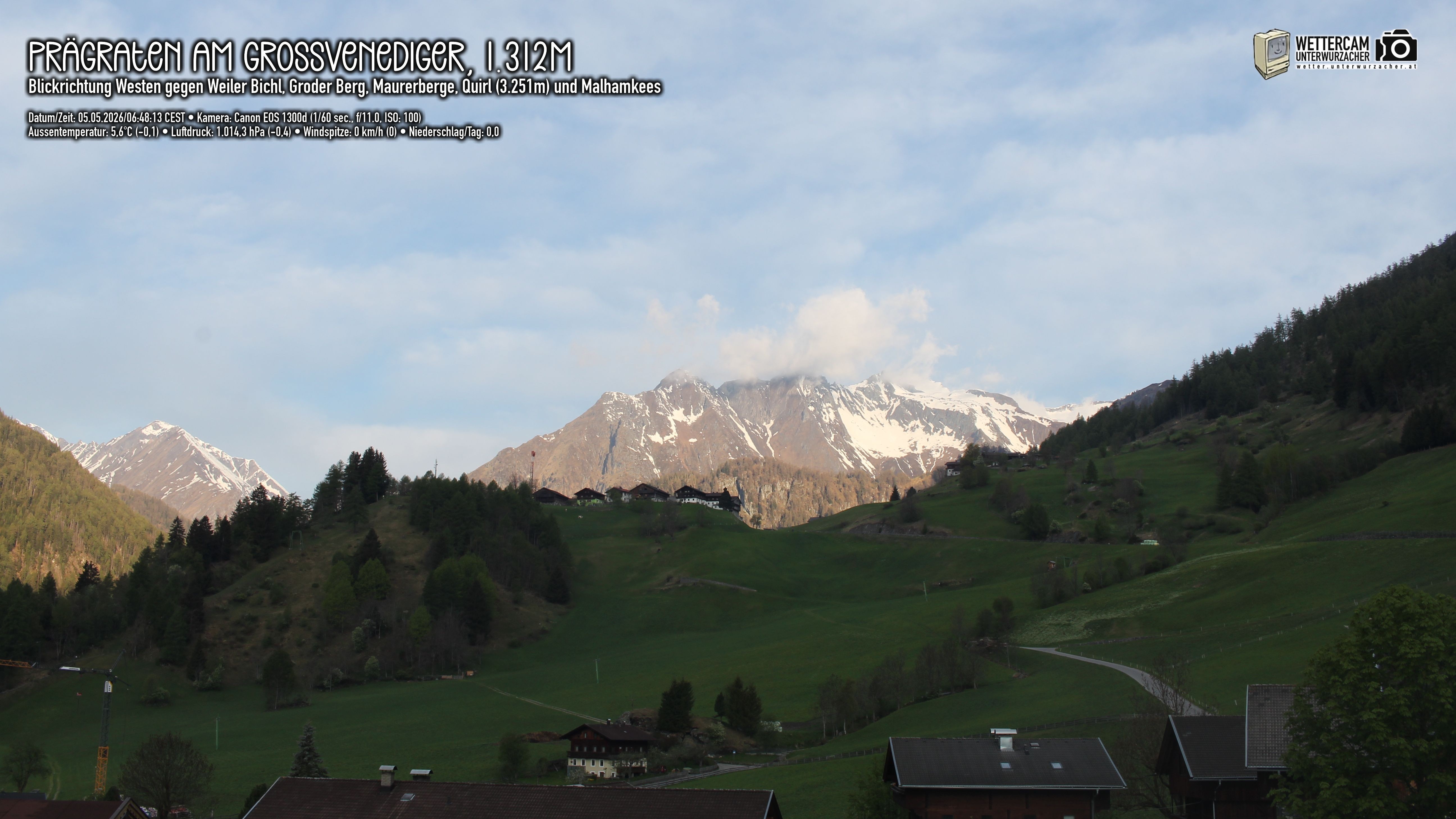 Archived image Webcam Prägraten am Großvenediger - Maurer Berge