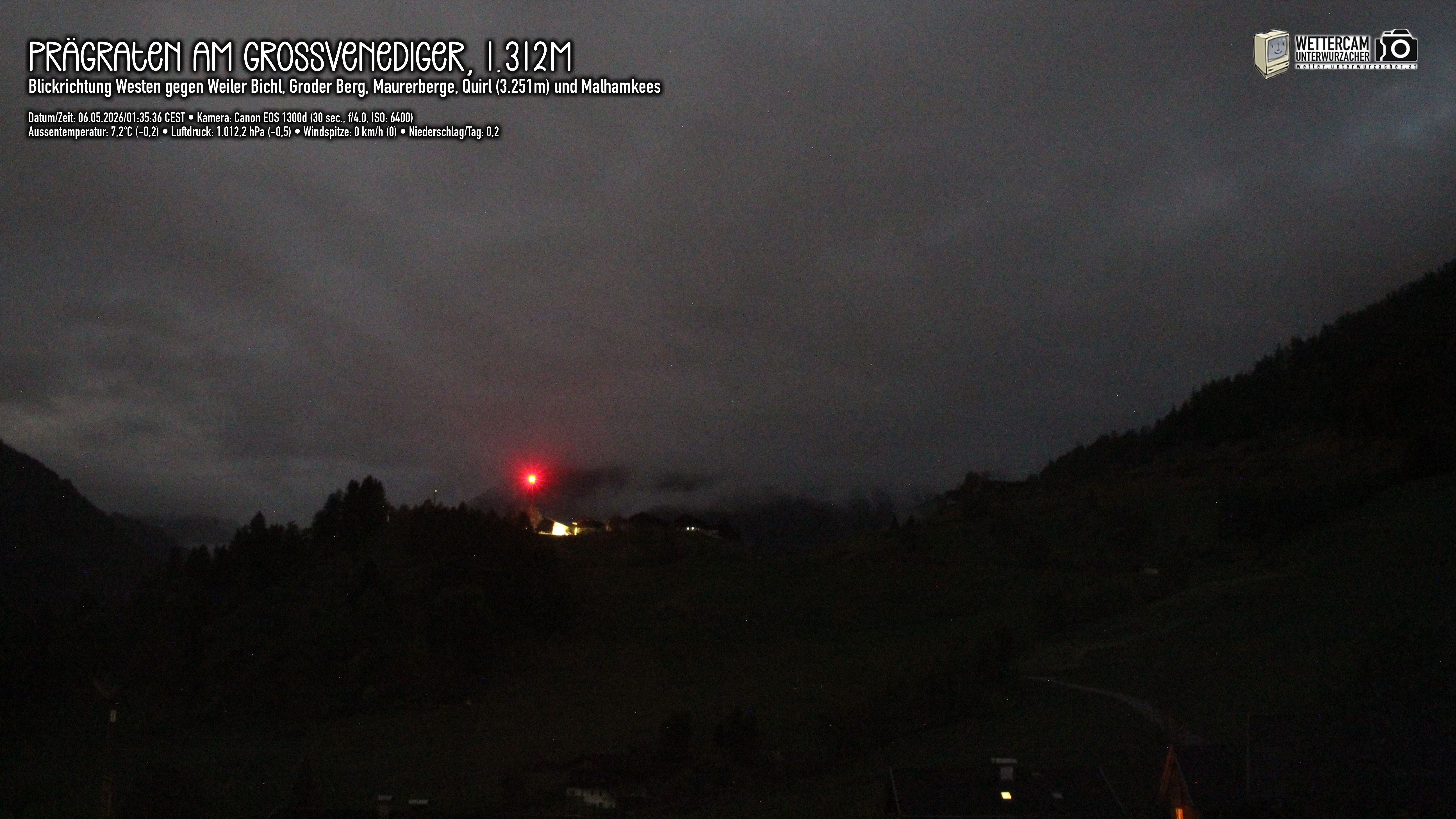 Archiv Foto Webcam Prägraten am Großvenediger - Dorf Bichl und Maurer Berge