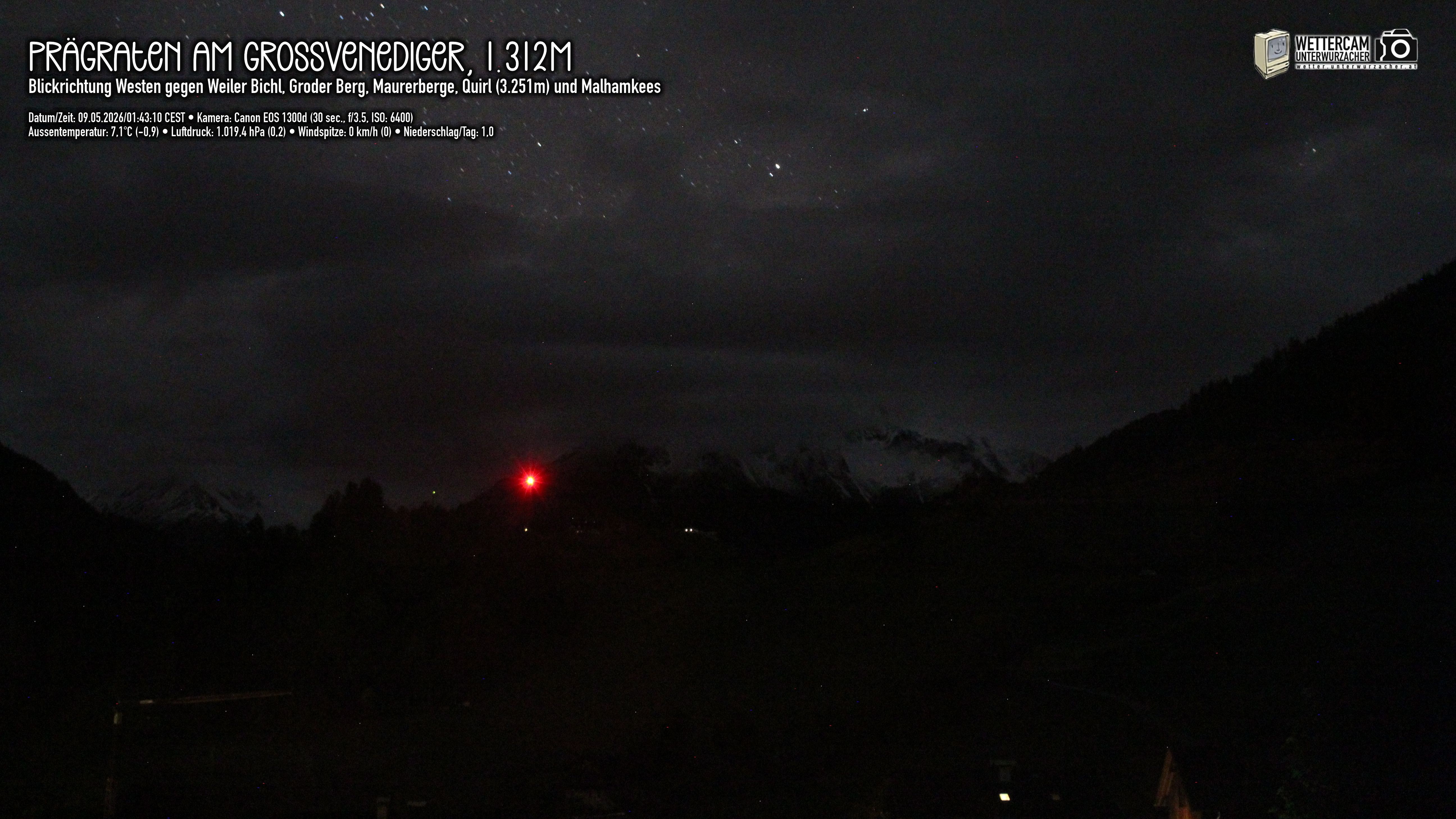 Archiv Foto Webcam Prägraten am Großvenediger - Dorf Bichl und Maurer Berge