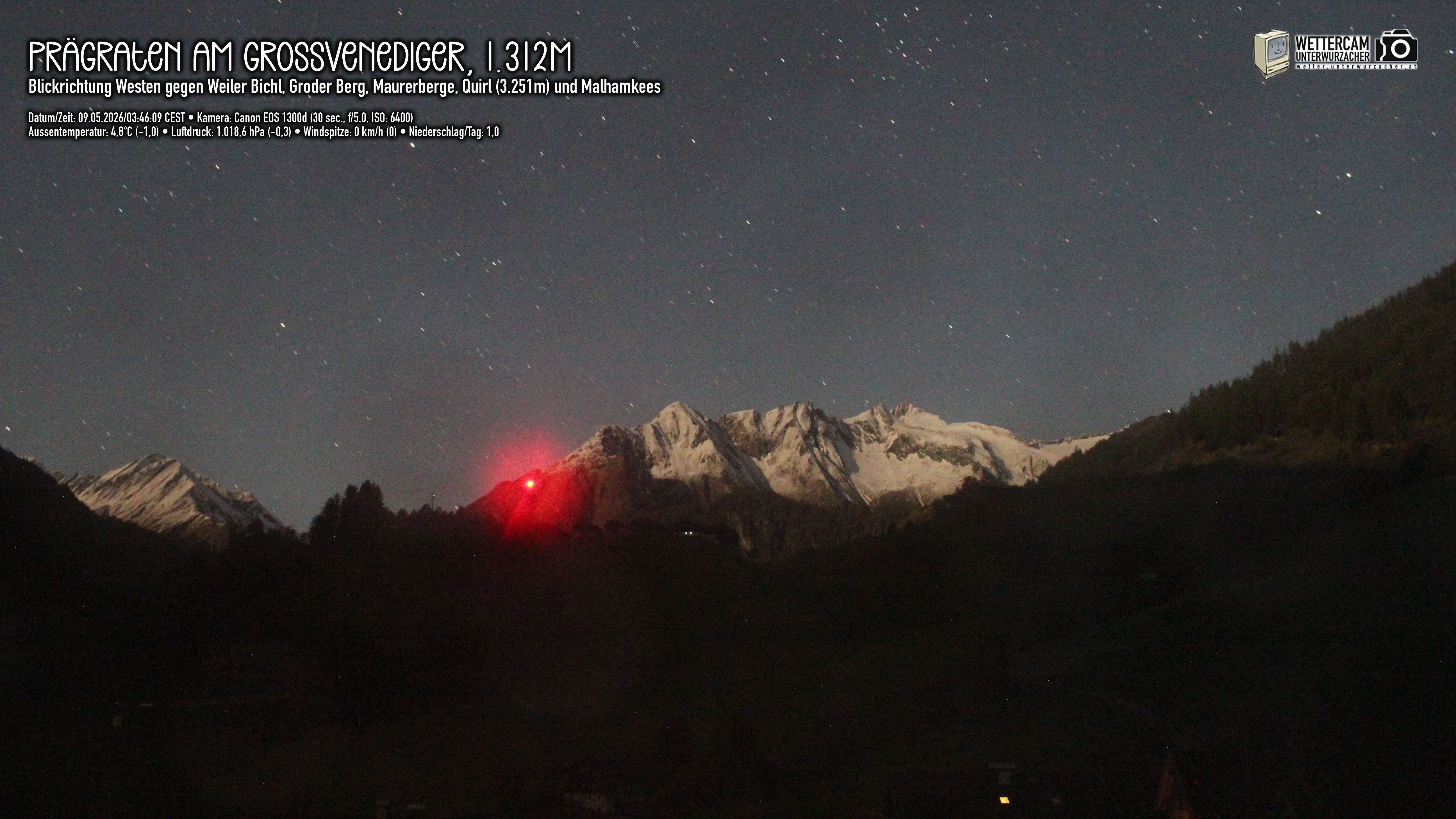 Archiv Foto Webcam Prägraten am Großvenediger - Dorf Bichl und Maurer Berge