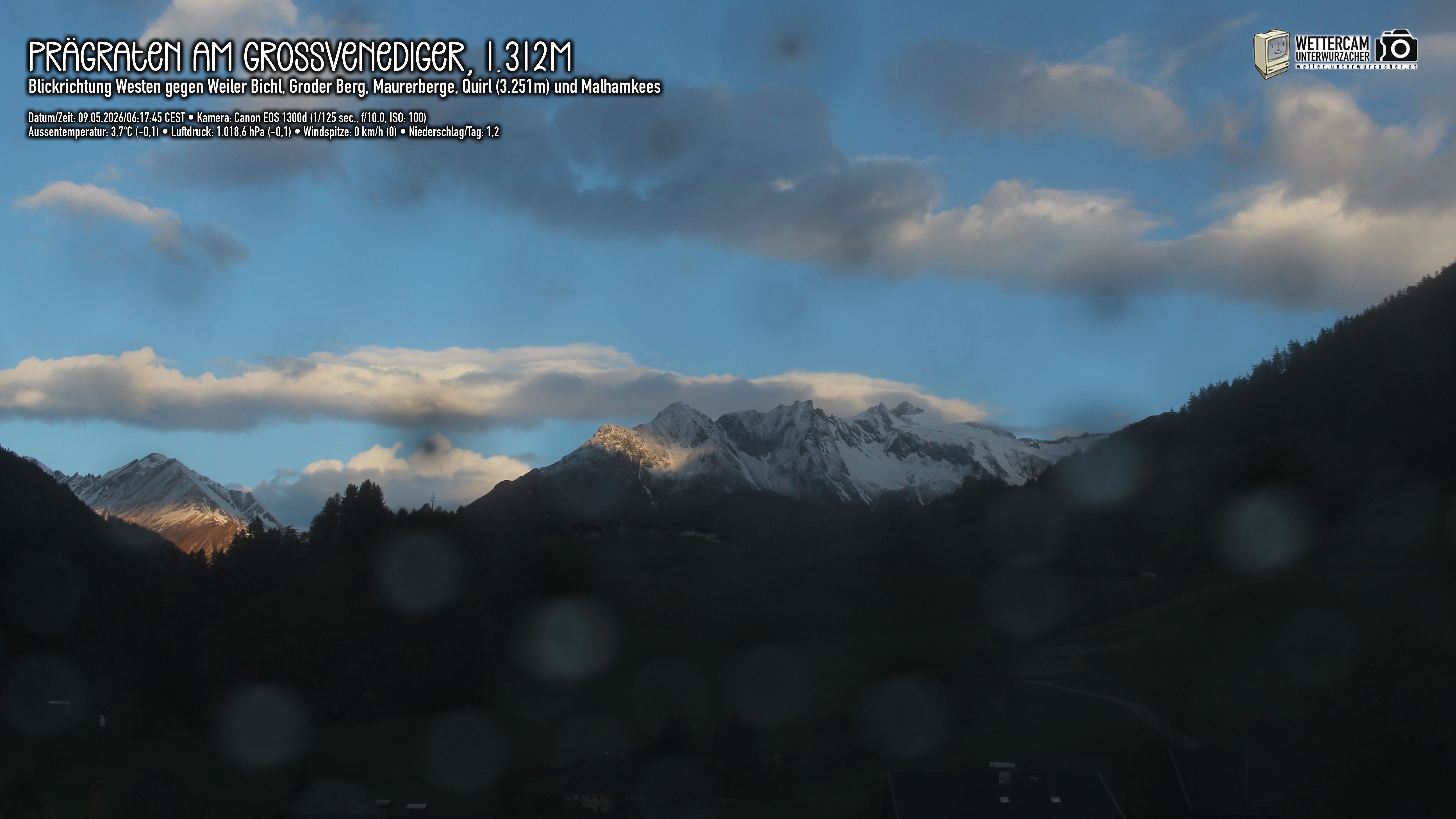 Archiv Foto Webcam Prägraten am Großvenediger - Dorf Bichl und Maurer Berge