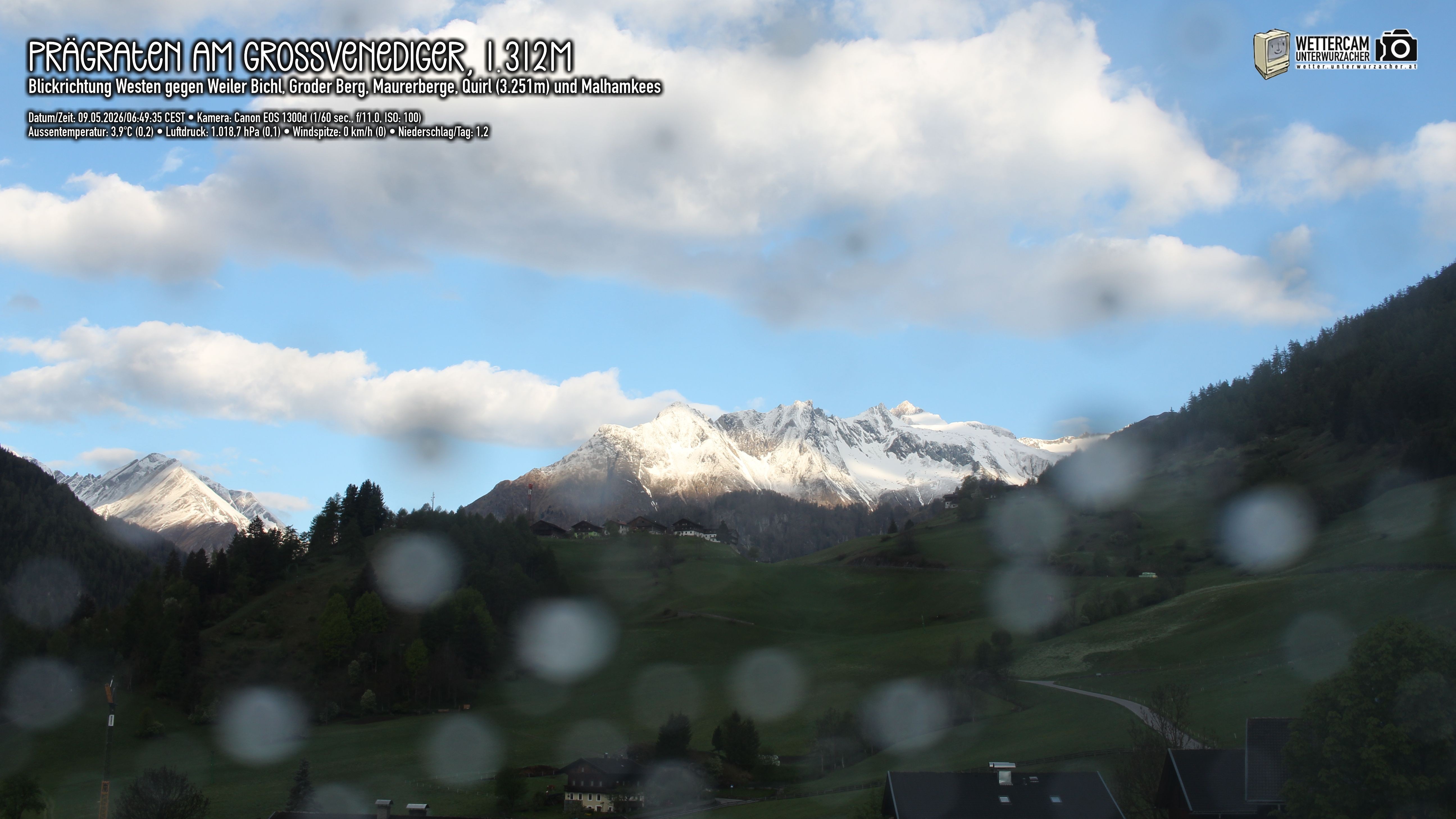 Archiv Foto Webcam Prägraten am Großvenediger - Dorf Bichl und Maurer Berge