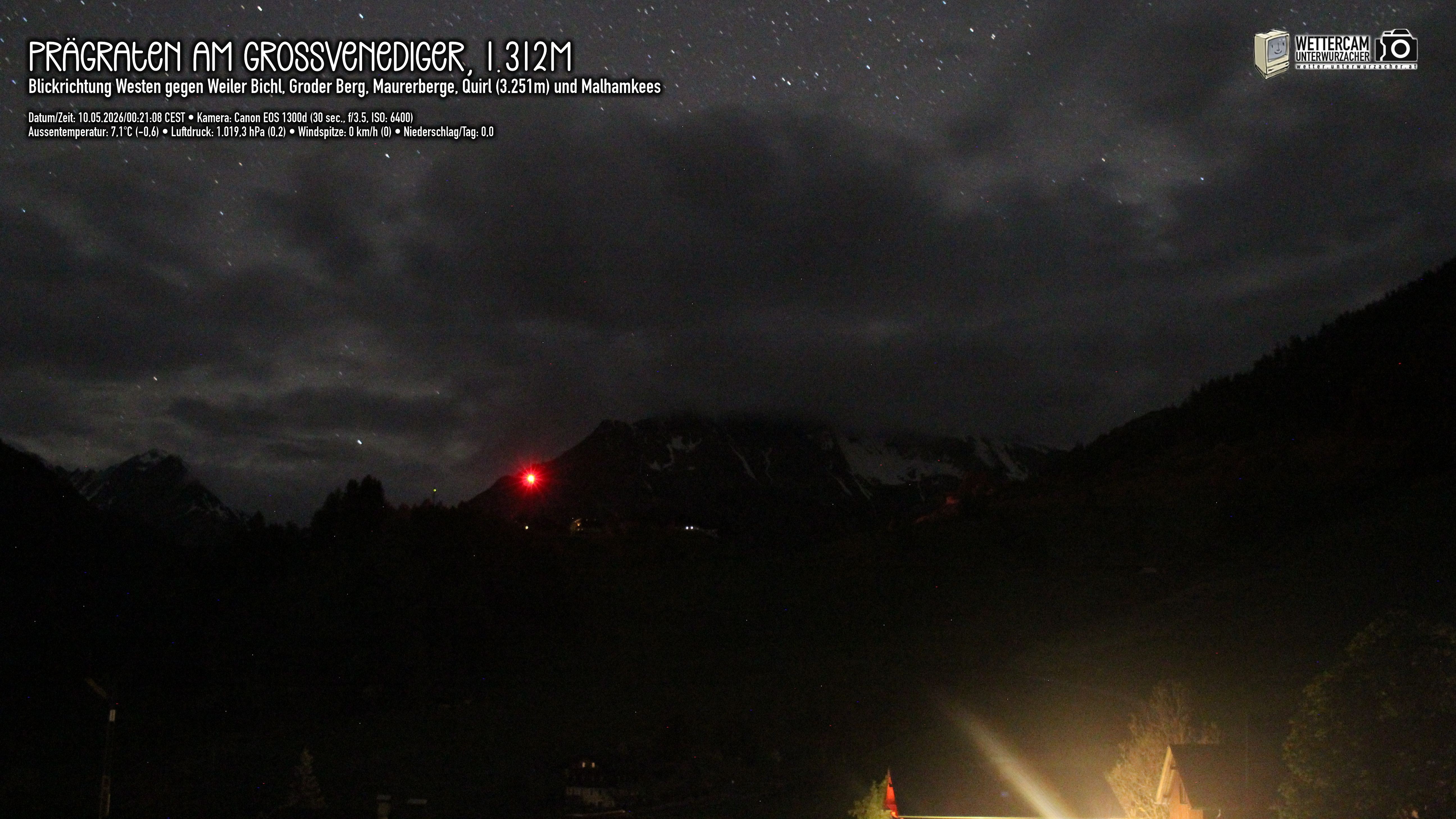 Archiv Foto Webcam Prägraten am Großvenediger - Dorf Bichl und Maurer Berge