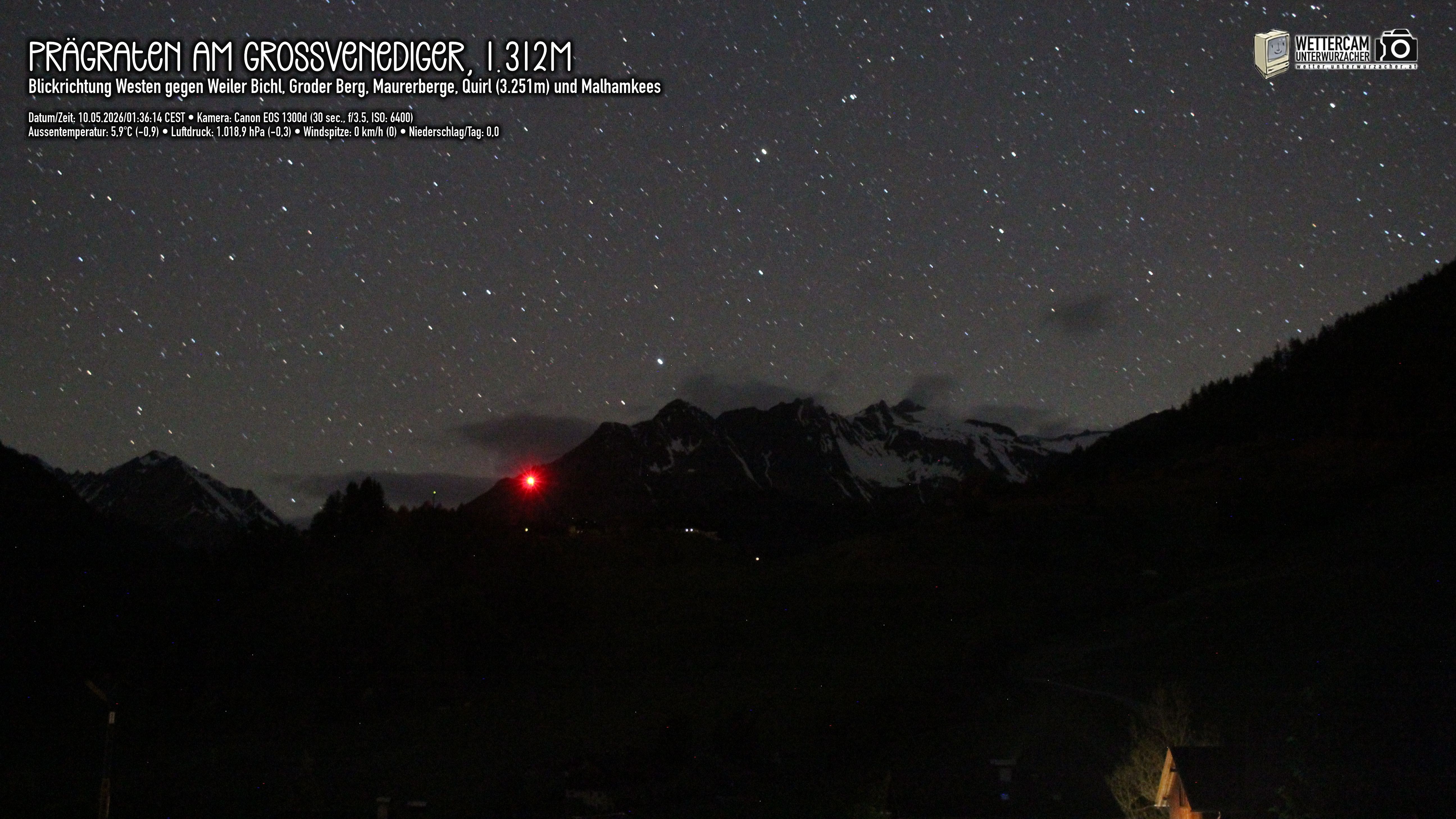Archiv Foto Webcam Prägraten am Großvenediger - Dorf Bichl und Maurer Berge