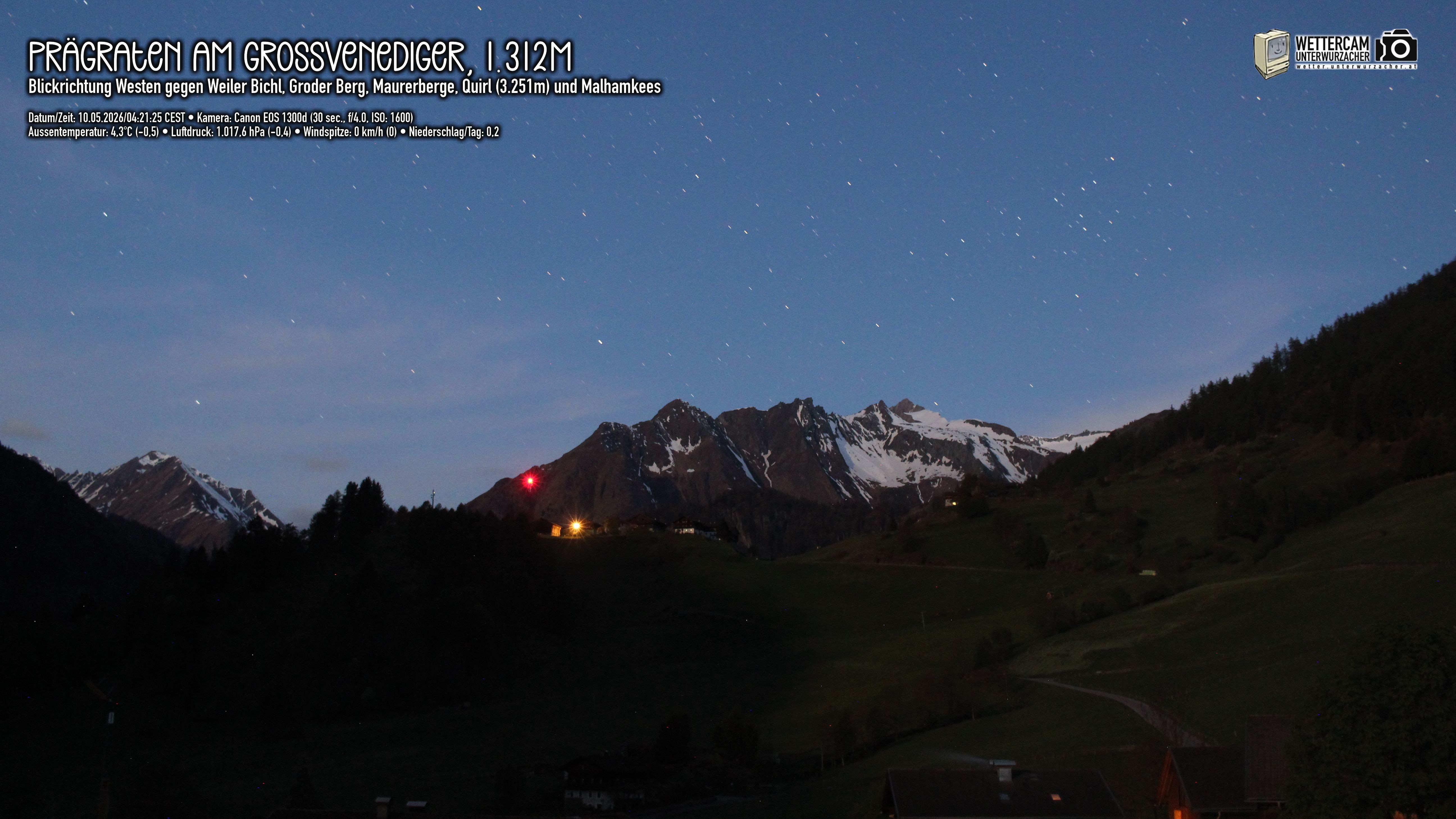Archiv Foto Webcam Prägraten am Großvenediger - Dorf Bichl und Maurer Berge