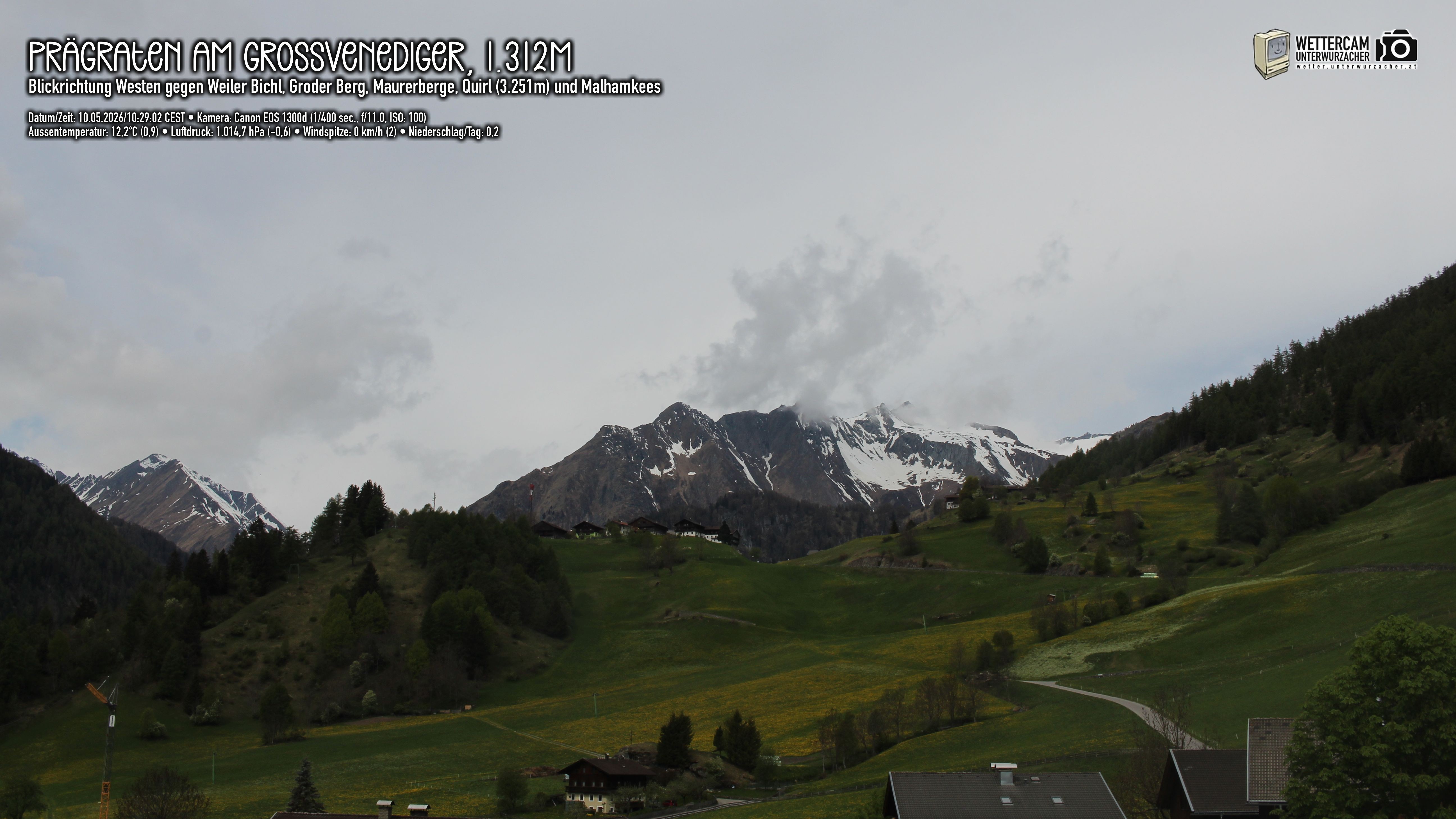 Archiv Foto Webcam Prägraten am Großvenediger - Dorf Bichl und Maurer Berge
