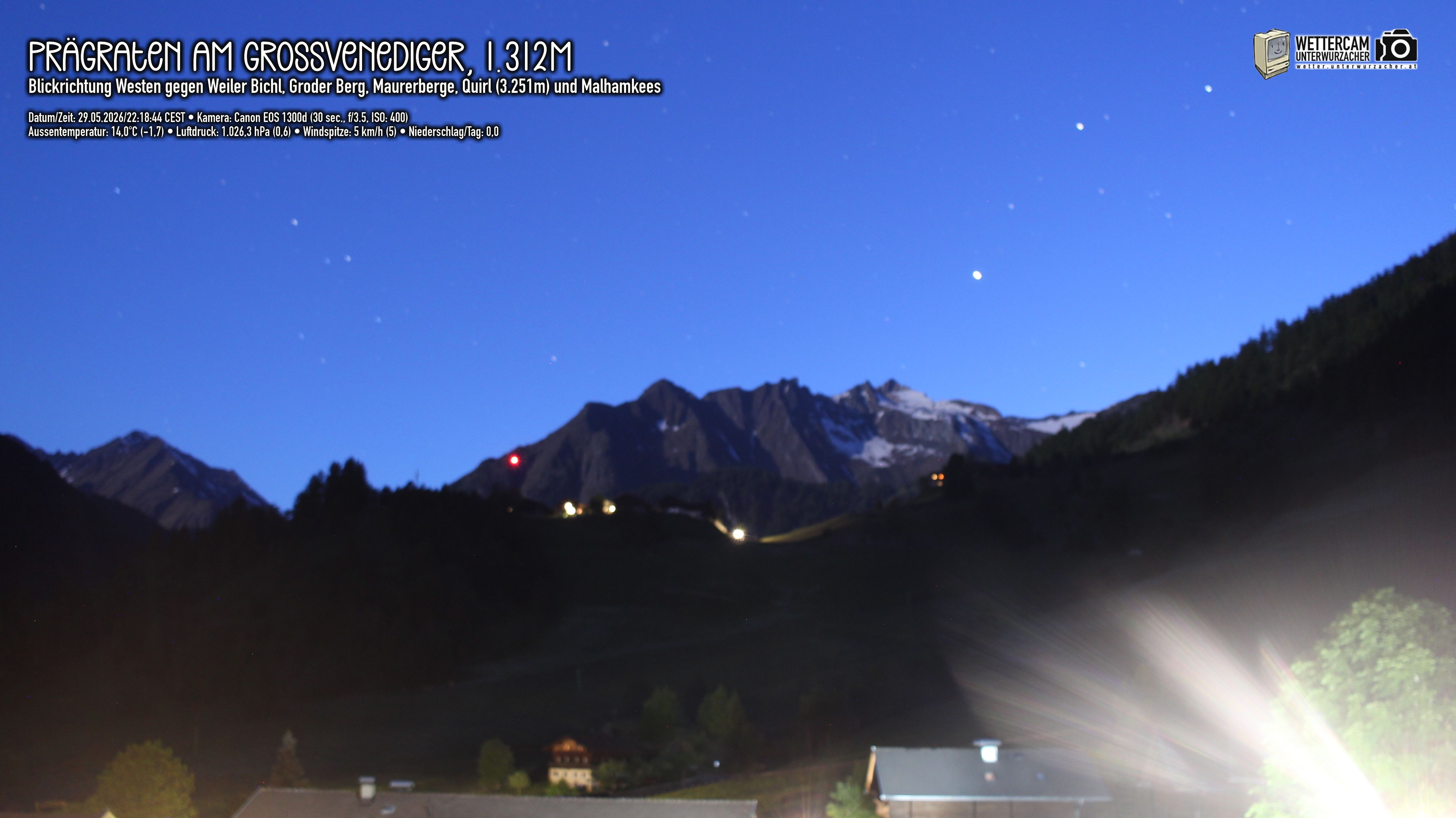 Archiv Foto Webcam Prägraten am Großvenediger - Dorf Bichl und Maurer Berge