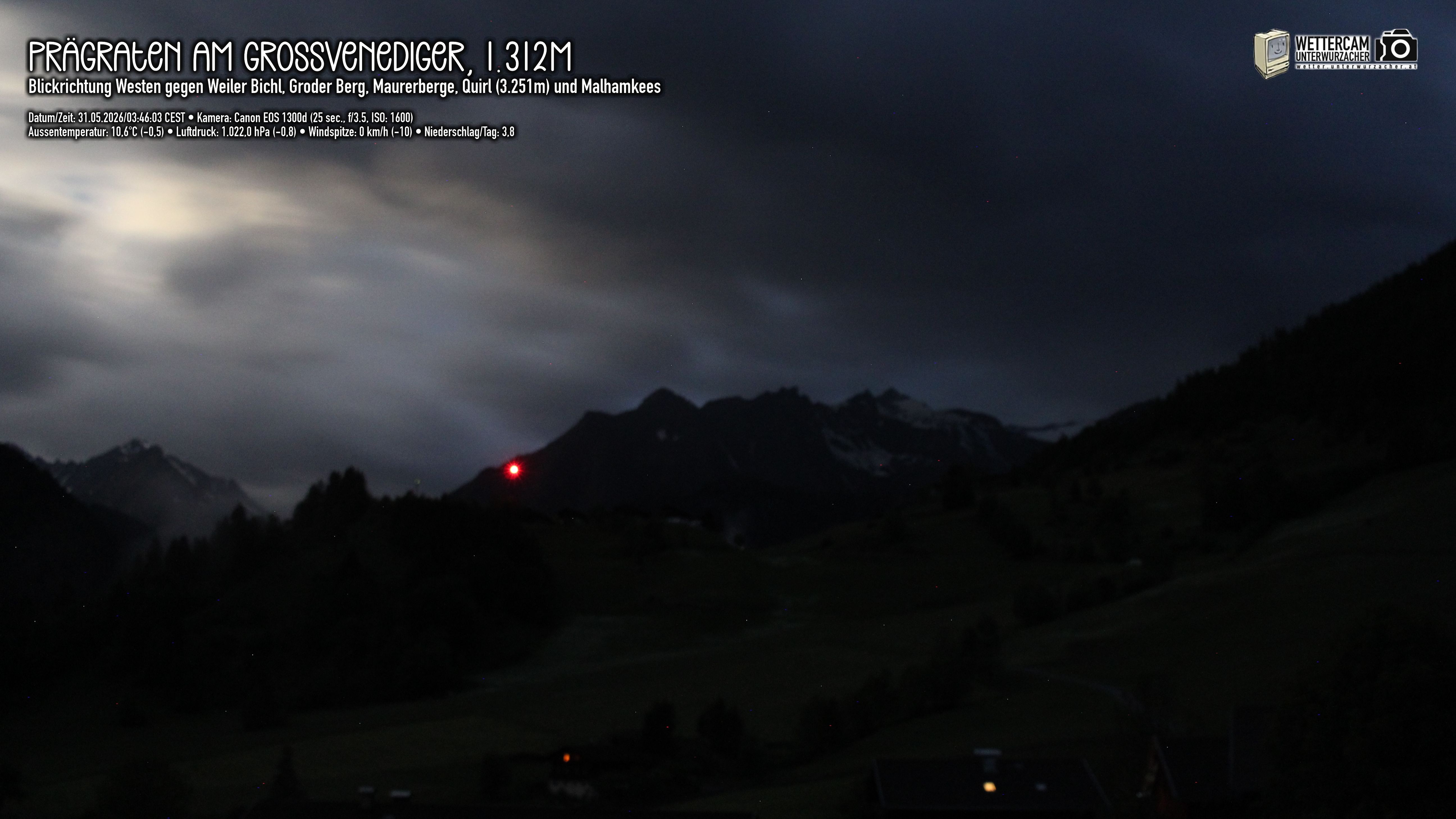 Archived image Webcam Prägraten am Großvenediger - Maurer Berge