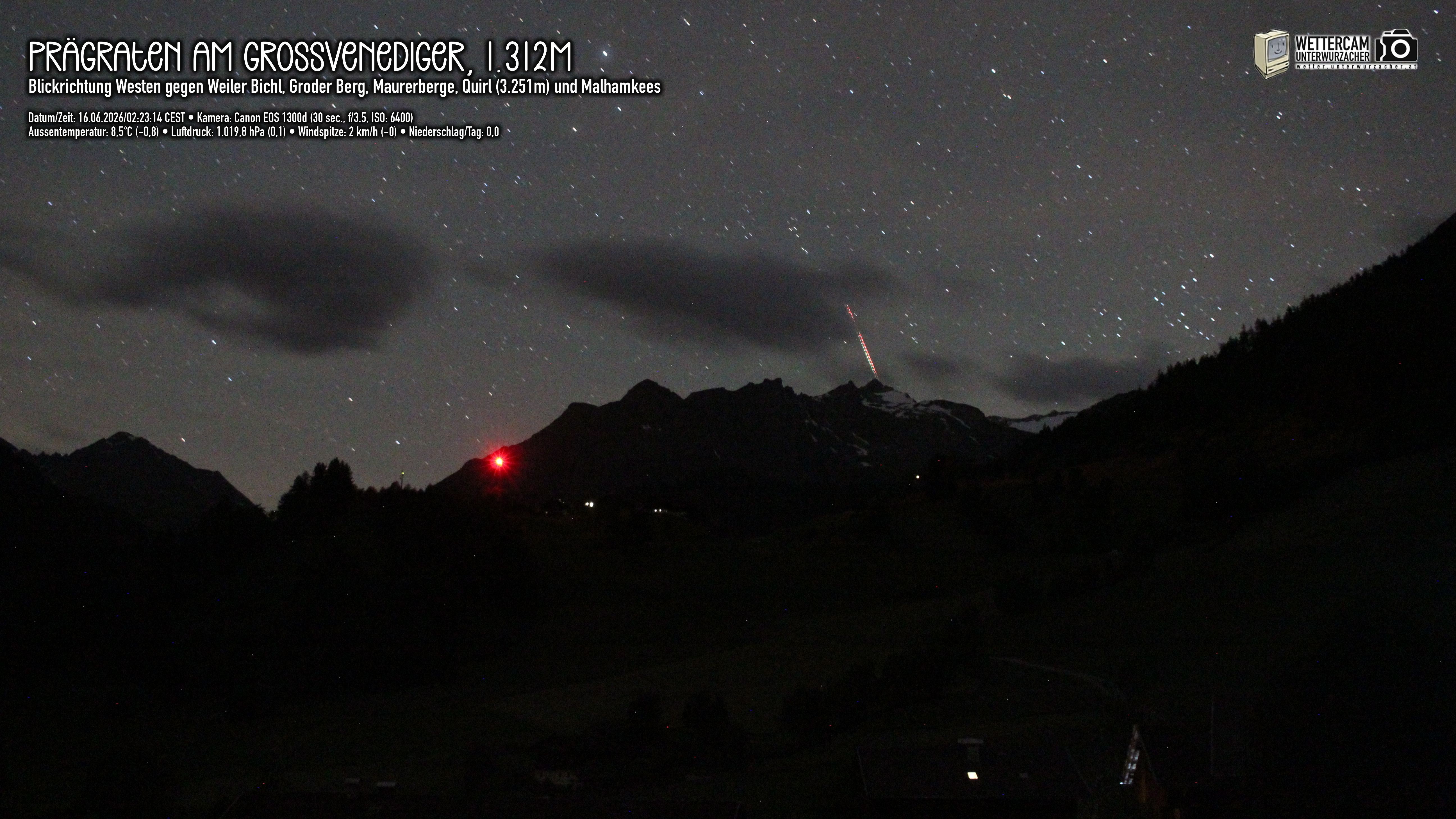 Archived image Webcam Prägraten am Großvenediger - Maurer Berge
