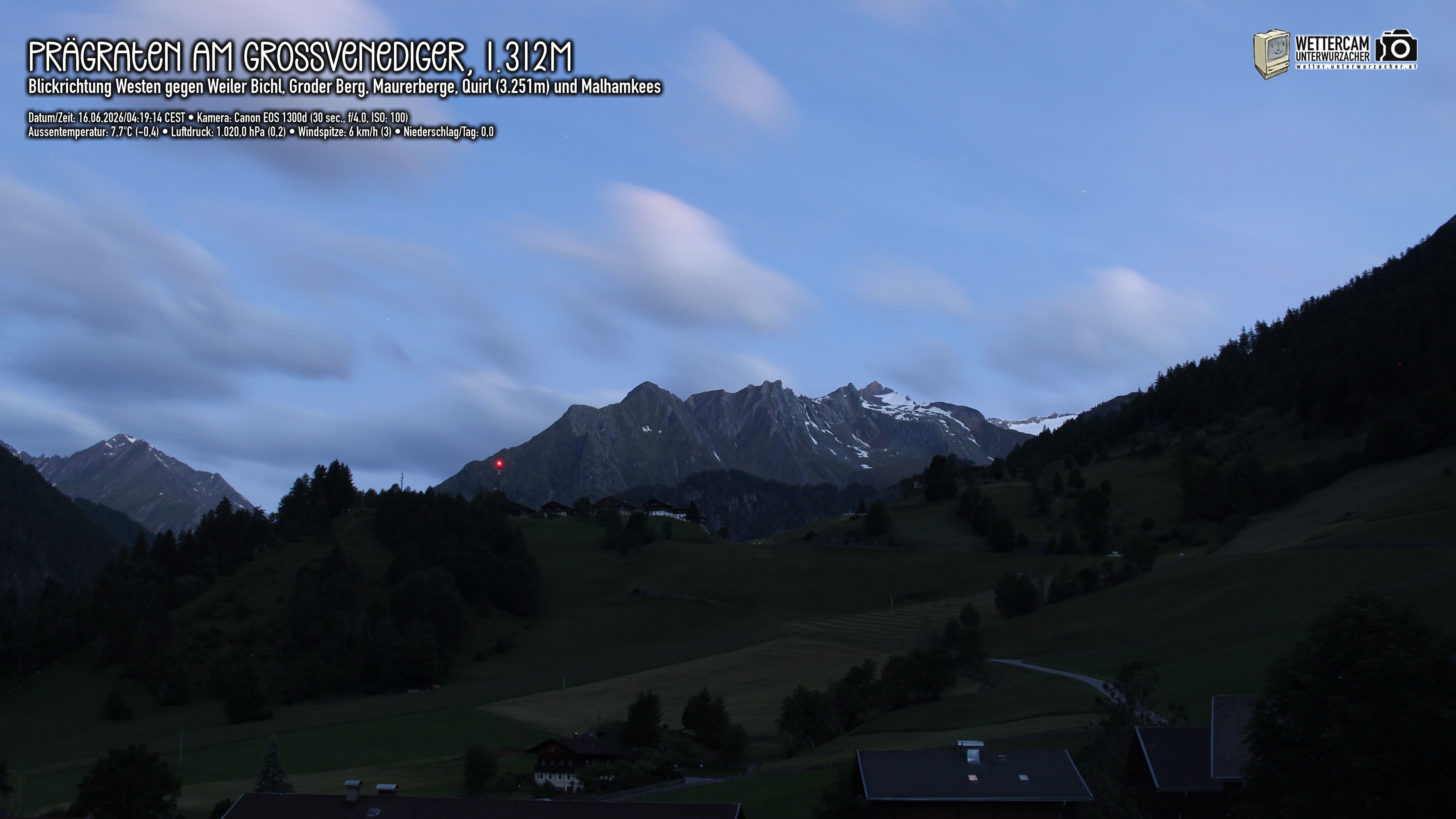 Archived image Webcam Prägraten am Großvenediger - Maurer Berge